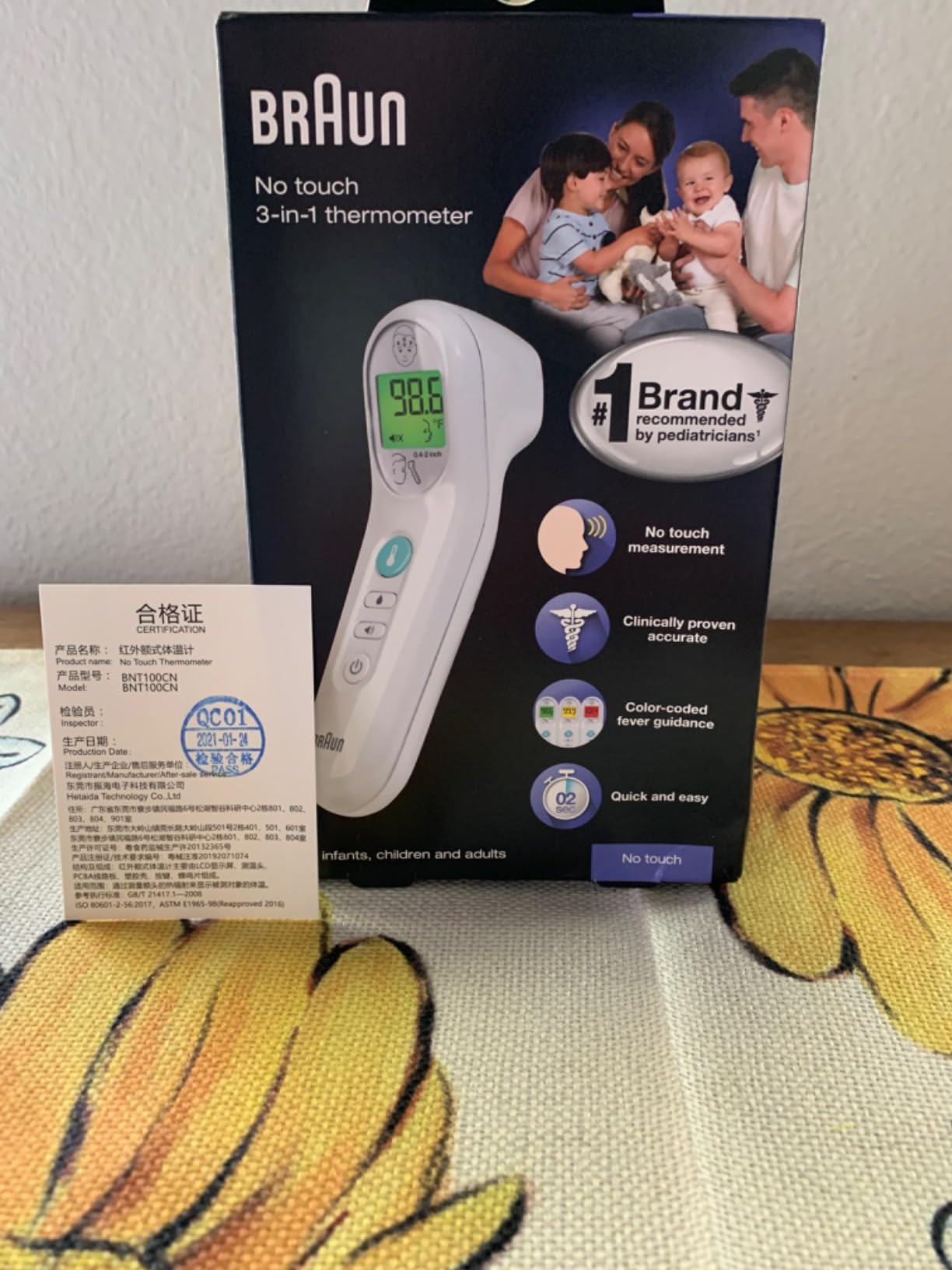 Braun No Touch 3-in-1 Thermometer for Adults, Kids, Babies | Measure Forehead, Liquid, Food Temps, Adult & Baby Thermometer, Professional Accuracy, Color Coded Fever Guidance customer photo 1