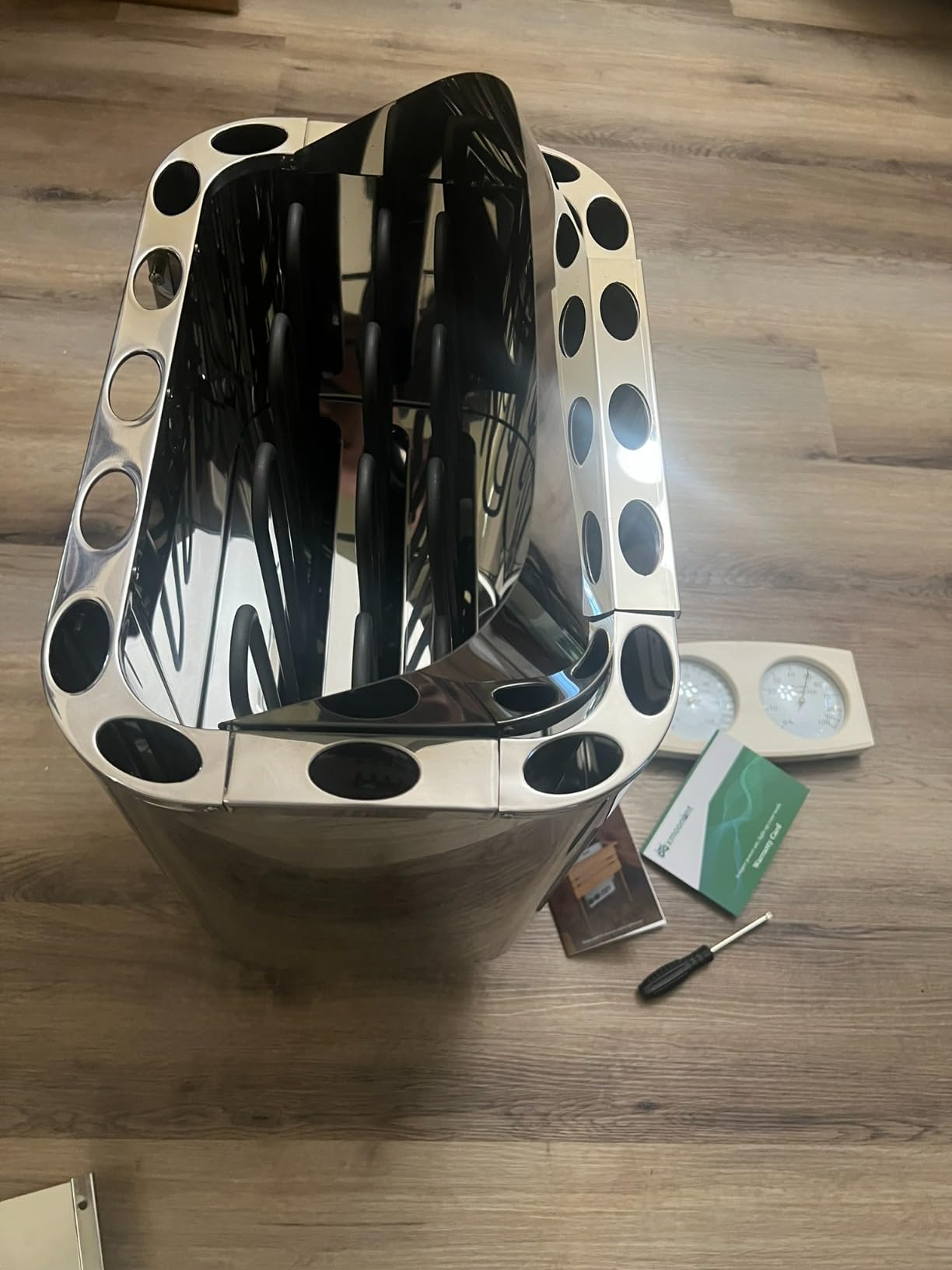 Mxmoonant Sauna Heater, 6KW 220V Electric Sauna Heater, Dry Sauna Bath with Internal Knob Control, 86-230F Temp Range, Max. 300 Cu.ft, with Sauna Hygrothermograph customer photo 1