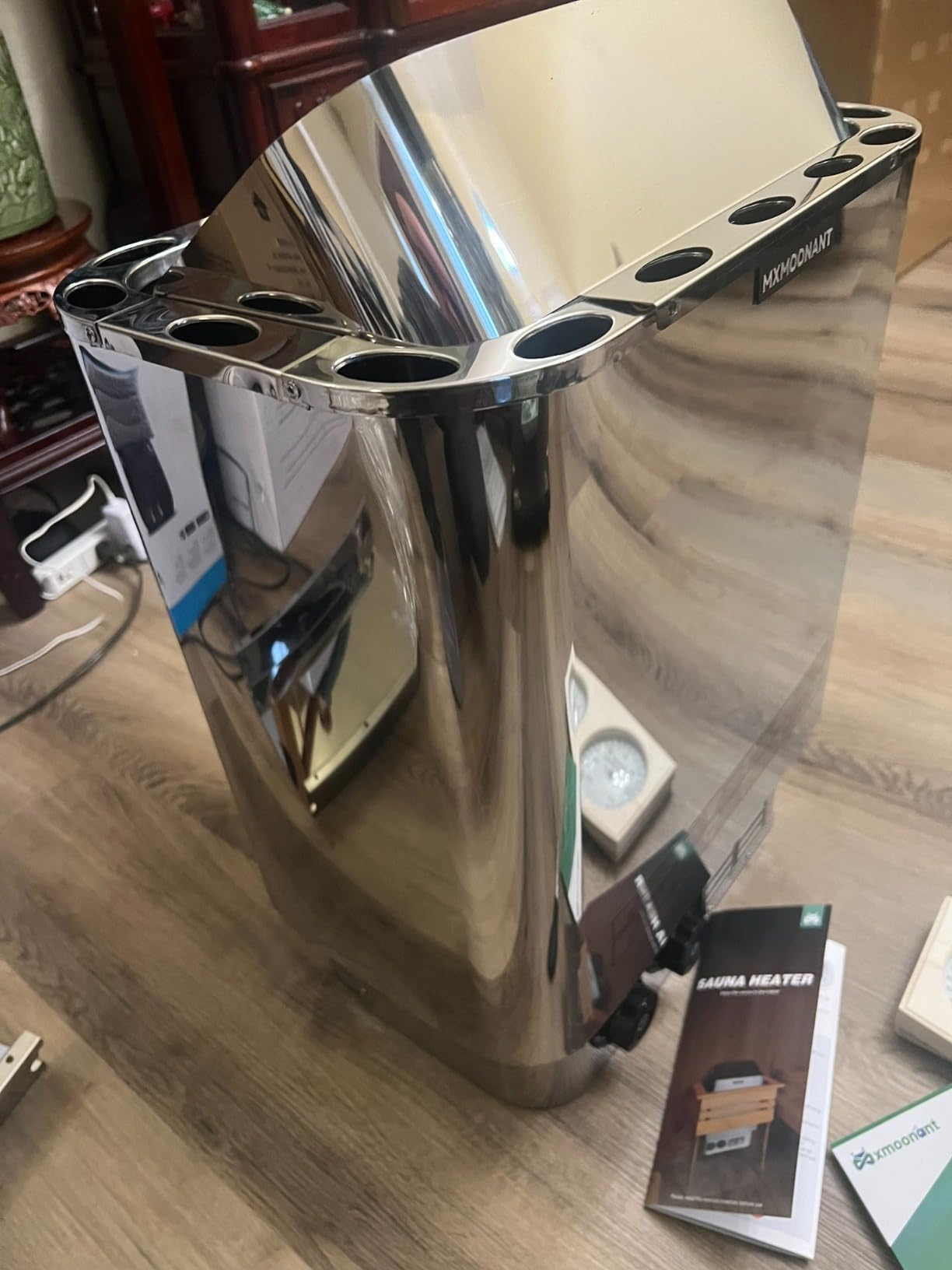 Mxmoonant Sauna Heater, 6KW 220V Electric Sauna Heater, Dry Sauna Bath with Internal Knob Control, 86-230F Temp Range, Max. 300 Cu.ft, with Sauna Hygrothermograph customer photo 2