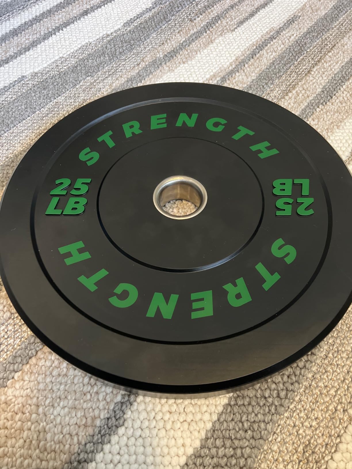 2-Inch Olympic Bumper Plates, 100% Virgin Rubber Low Bounce Barbell Weight for Home Gym Strength Training, 10lb-45lb Black with Color-Coded customer photo 1