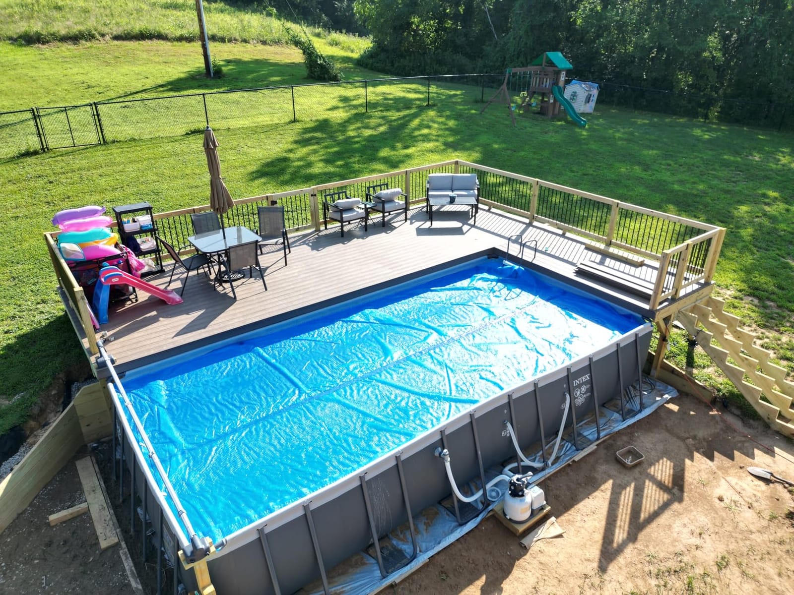 In The Swim 16' x 32' Premium Blue Rectangle Solar Pool Cover 12 Mil for Solar Heating Above Ground Pools and Inground Pools customer photo 1