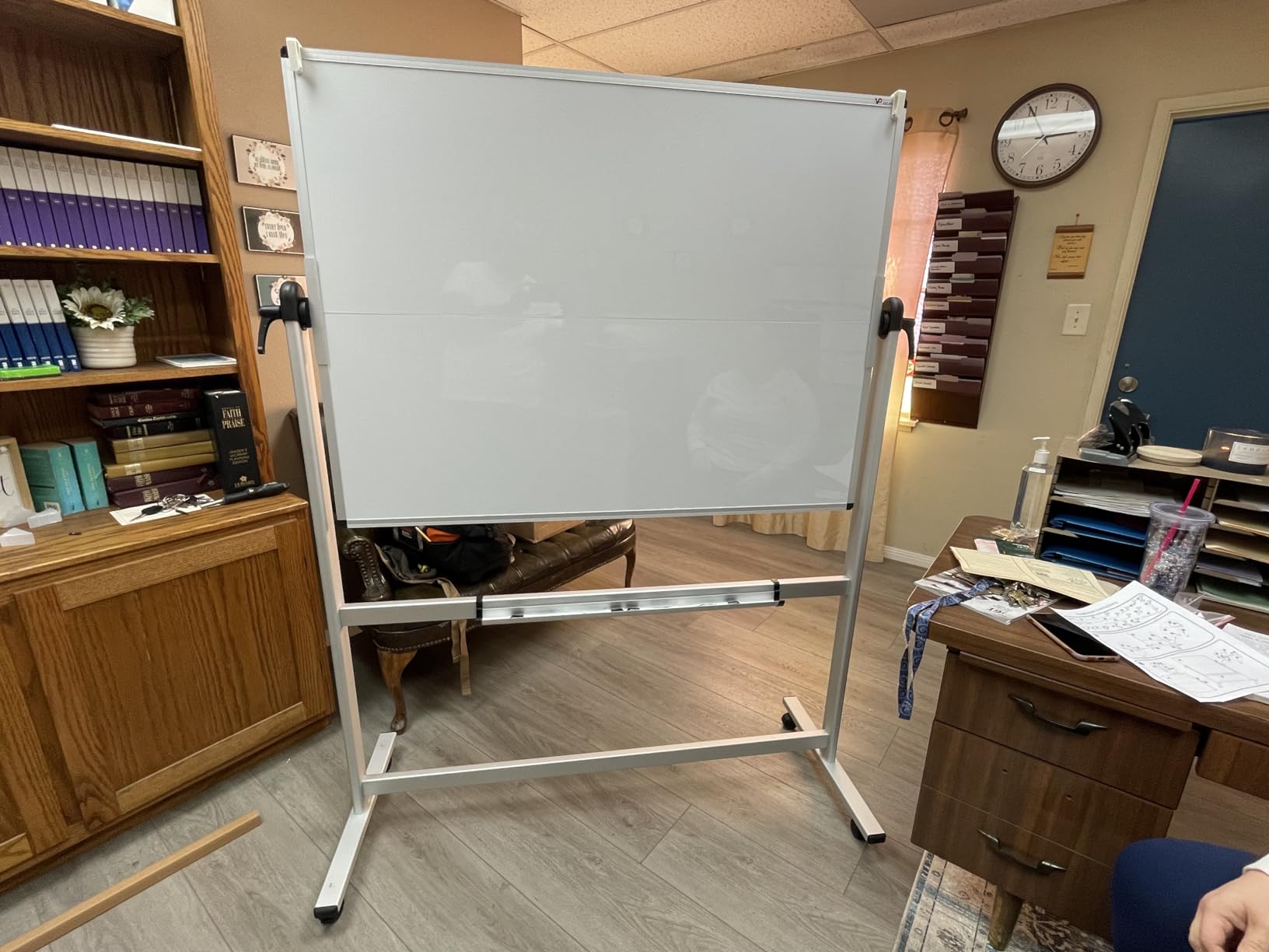 VIZ-PRO Rolling Whiteboard, 48 x 36 in Mobile White Board with Stand | 4 x 3 Double-Sided Standing Magnetic Dry Erase Board on Wheels customer photo 1