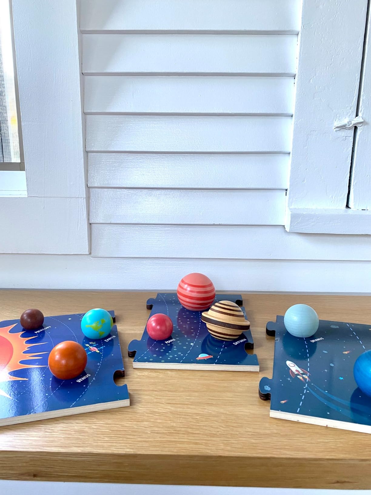 Wooden Solar System Puzzle for Kids Montessori Toys 3D Space Planets Models | 8pcs Hand-painted Wooden 3D Planets, Science STEM Preschool Solar System Learning, Educational Toys Gifts for Toddlers Kids customer photo 1