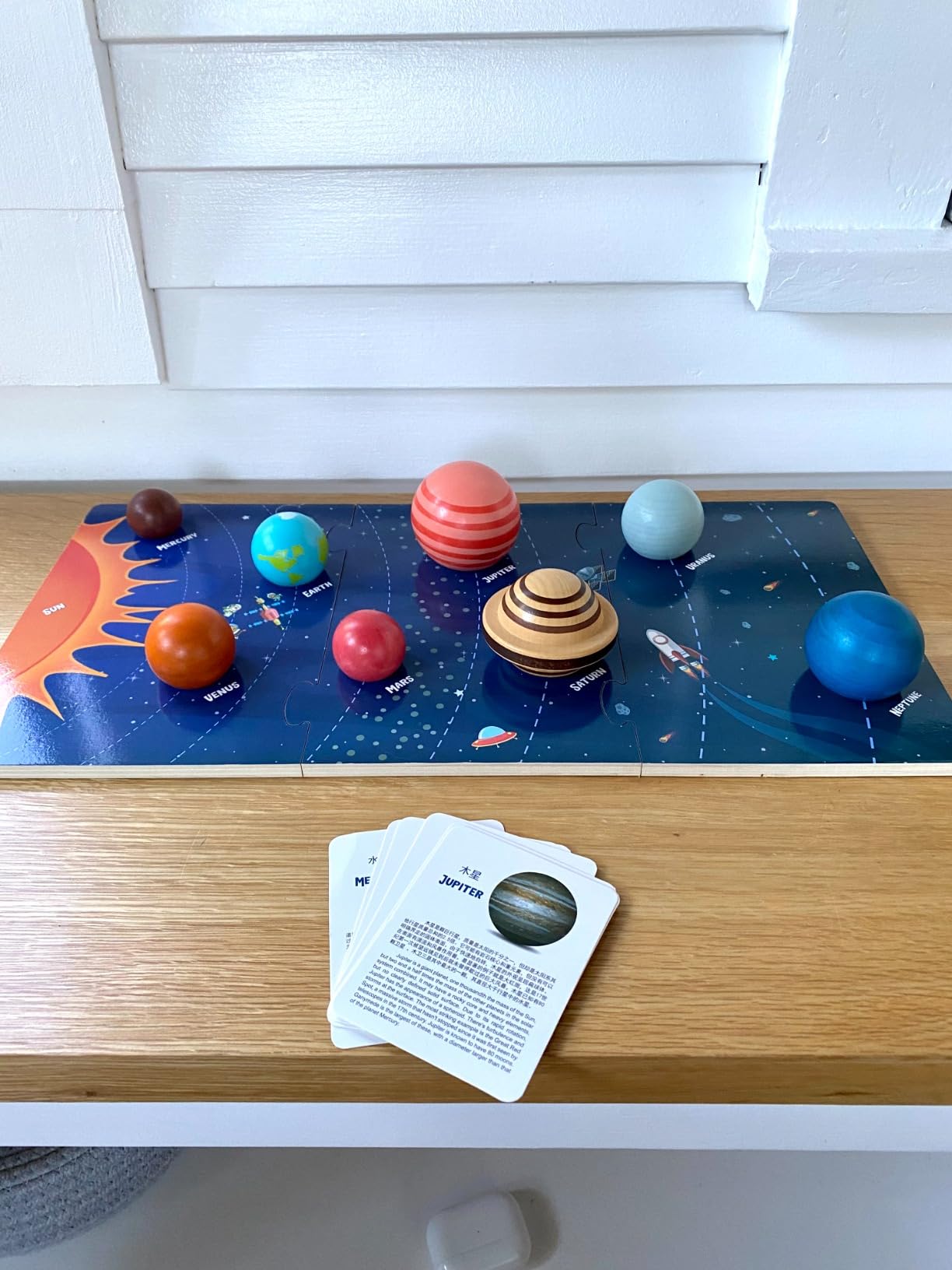 Wooden Solar System Puzzle for Kids Montessori Toys 3D Space Planets Models | 8pcs Hand-painted Wooden 3D Planets, Science STEM Preschool Solar System Learning, Educational Toys Gifts for Toddlers Kids customer photo 2