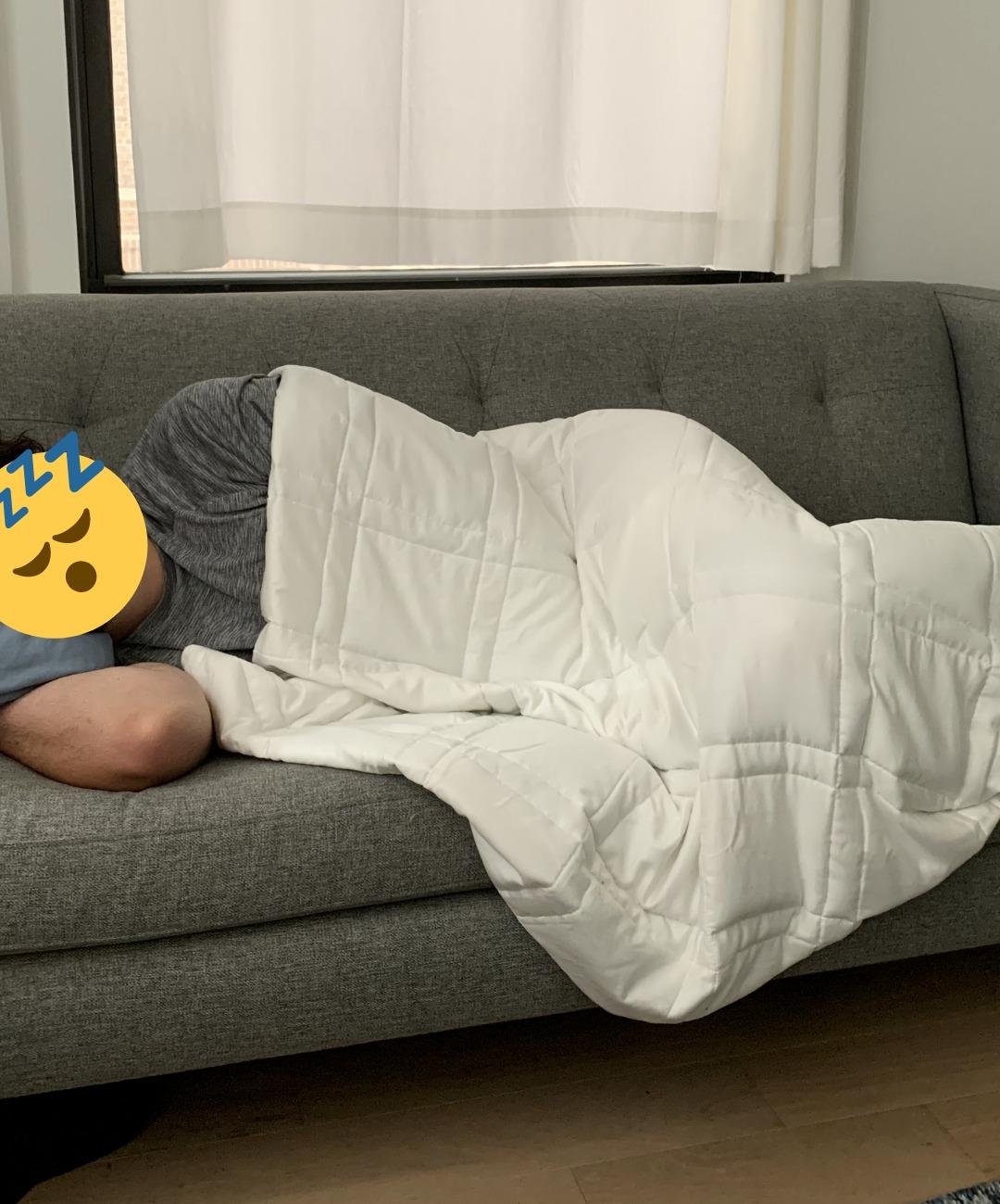 Baloo Weighted Blanket for Adults 15 lb Full/Queen (Navy Blue, 60x80) | Cool & 100% Cotton | Machine Washable & Dryer Safe | Glass Microbead Fill customer photo 2