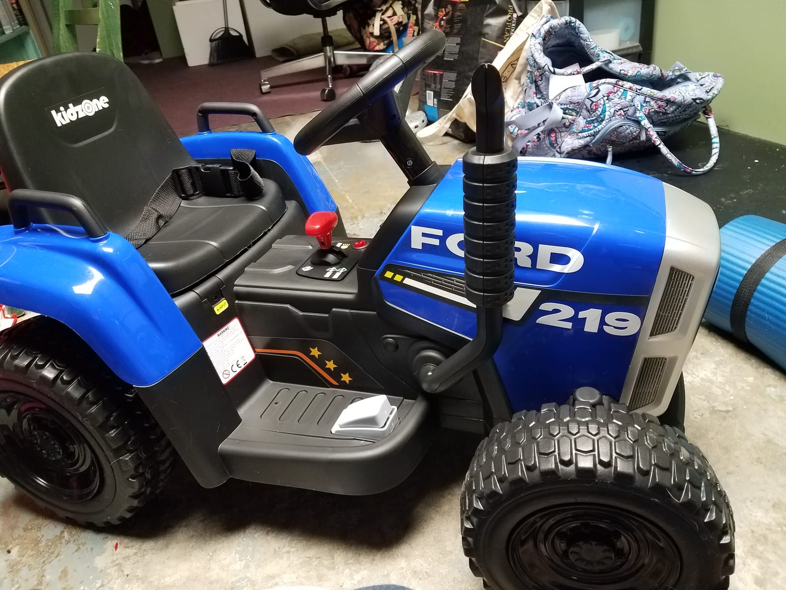 Kidzone 12V7AH Premium Version w/EVA Treaded Tires Dual 35W Motors Boost Power Torque Remote Control Electric Tractor w/Trailer Toddler Ride On Toy 3-Gear-Shift, 7-LED Lights Bluetooth, Dark Green customer photo 1