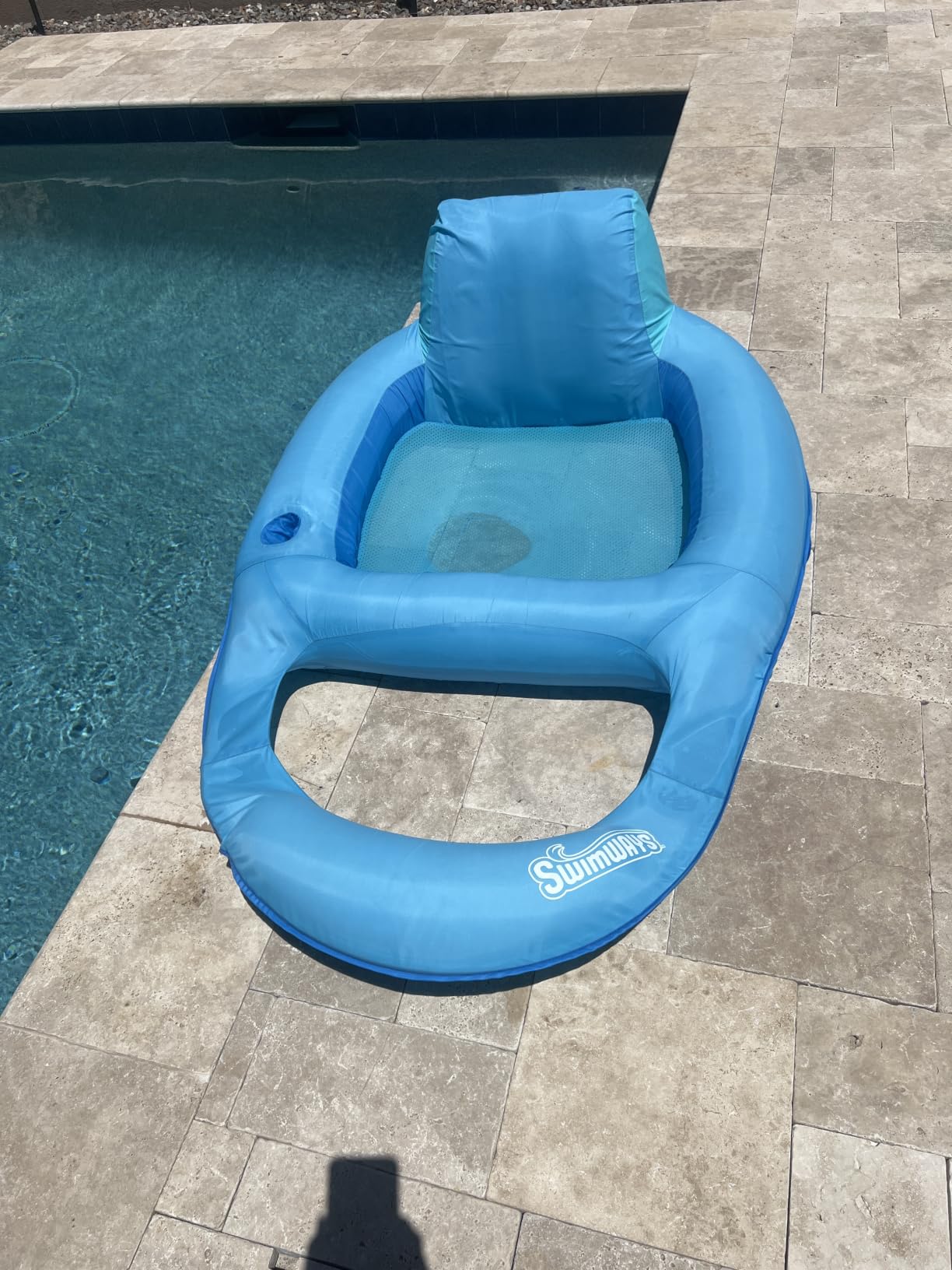 SwimWays Spring Float Recliner, Fast-Inflating Adult Pool Lounger; Ages 15+ | Patented Fast Inflation for Immediate Use During Travel, Fits Most Adults and Teens customer photo 1