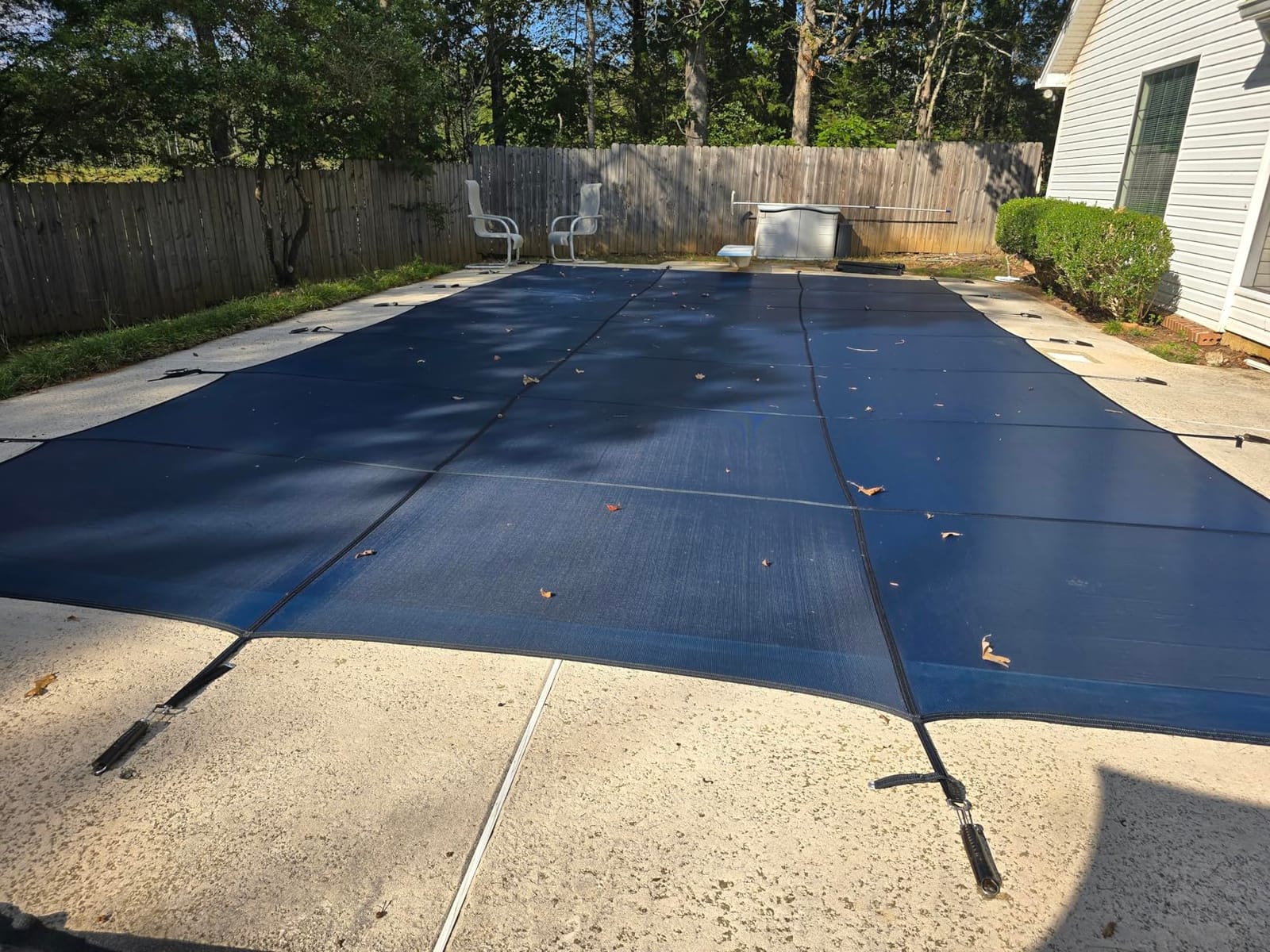 iCOVER Inground Pool Safety Cover, 16x32ft Rectangle Winter Safety Pool Cover for Inground Swimming Pools, Triple Stitched for High Strength, Blue customer photo 2