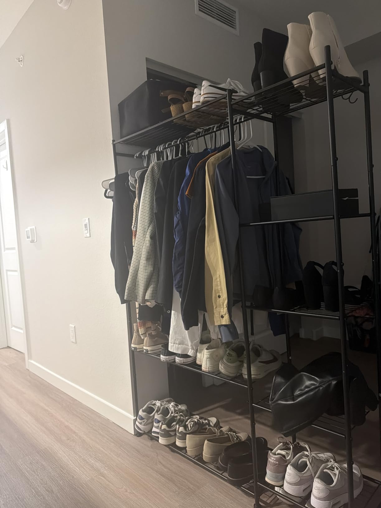 HOMIDEC Wardrobe Closet, Portable Clothes Rack with 4 Tiers Shelves | Freestanding Closet Organizers and Storage System with Hanging Rod customer photo 2