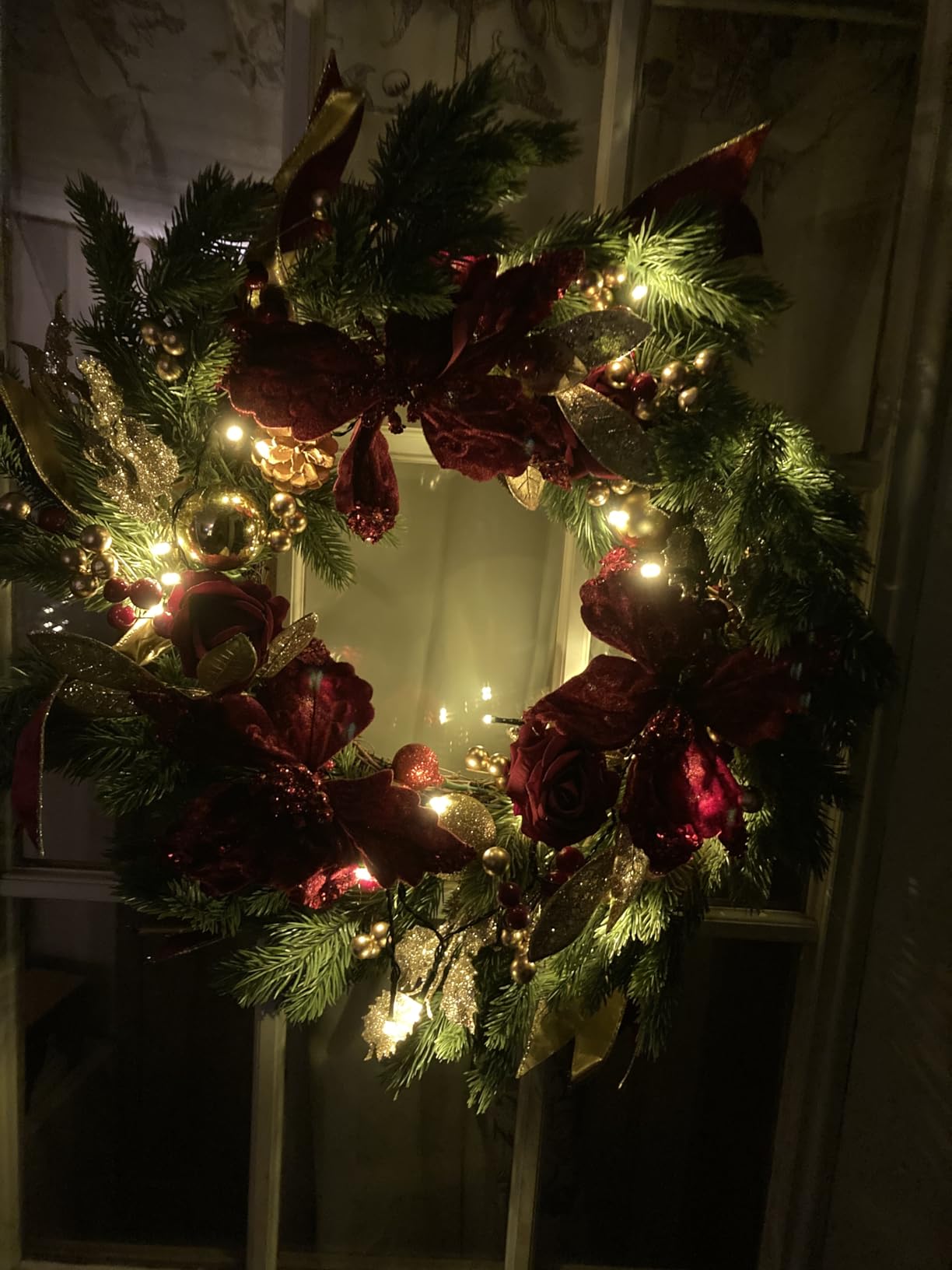 Christmas Wreaths for Front Door, Soomeir 24 Inch Outdoor Christmas Wreath with Lights, Large Prelit Wreath for Holiday Winter Window Outdoor Indoor Xmas customer photo 2