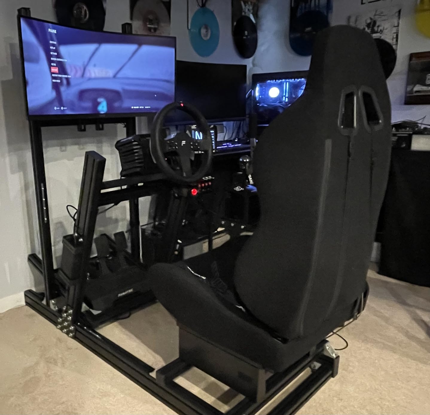 Marada Aluminum Profile Racing Simulator Cockpit with Seat, Unlimited Adjustment, Fit for Thrustmaster, for Fanatec, for Logitech G29 GPro, Sim Frame 8040, Not Include Steering Wheel Pedals Handbrake customer photo 1