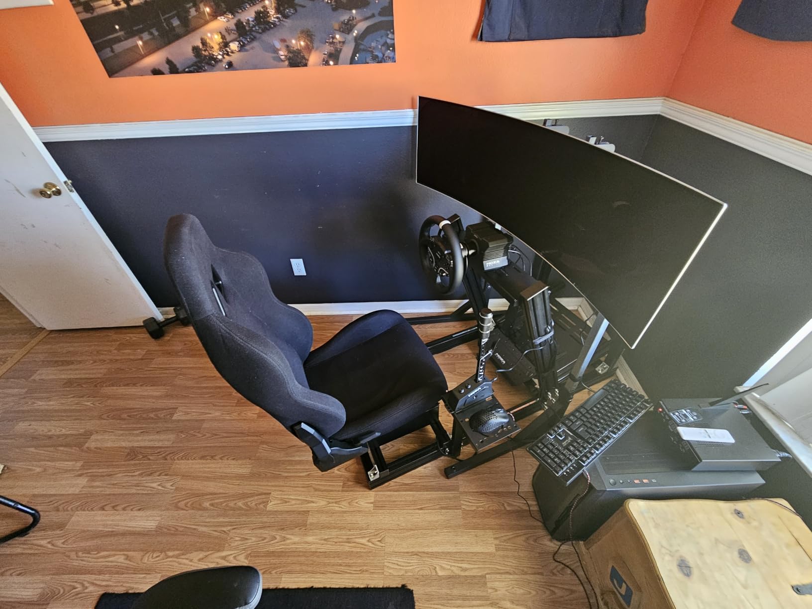 Marada Aluminum Profile Racing Simulator Cockpit with Seat, Unlimited Adjustment, Fit for Thrustmaster, for Fanatec, for Logitech G29 GPro, Sim Frame 8040, Not Include Steering Wheel Pedals Handbrake customer photo 2