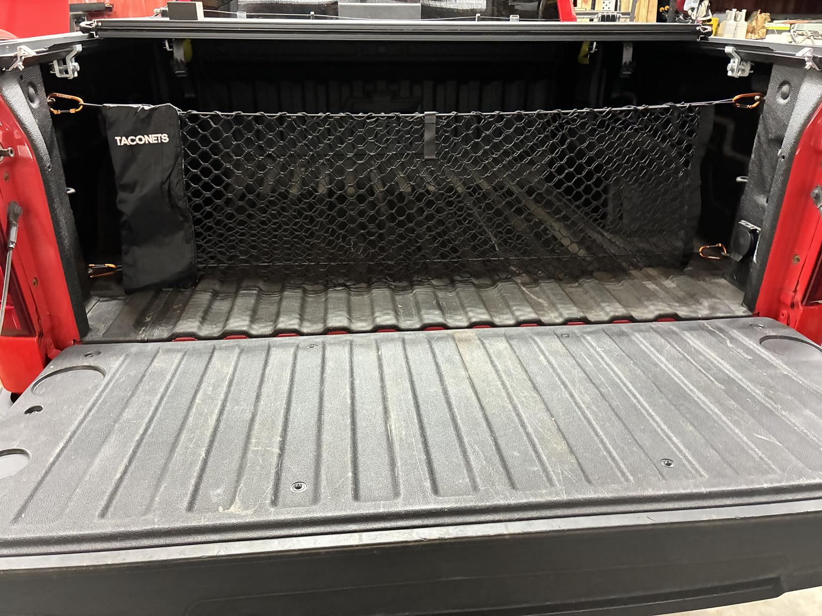 Envelope Cargo Net for GMC Sierra & Chevy Silverado - Fits 2013-Current - Upgraded 5mm Bungee - Integrated Storage Bag - Heavy Duty Carabiners customer photo 2
