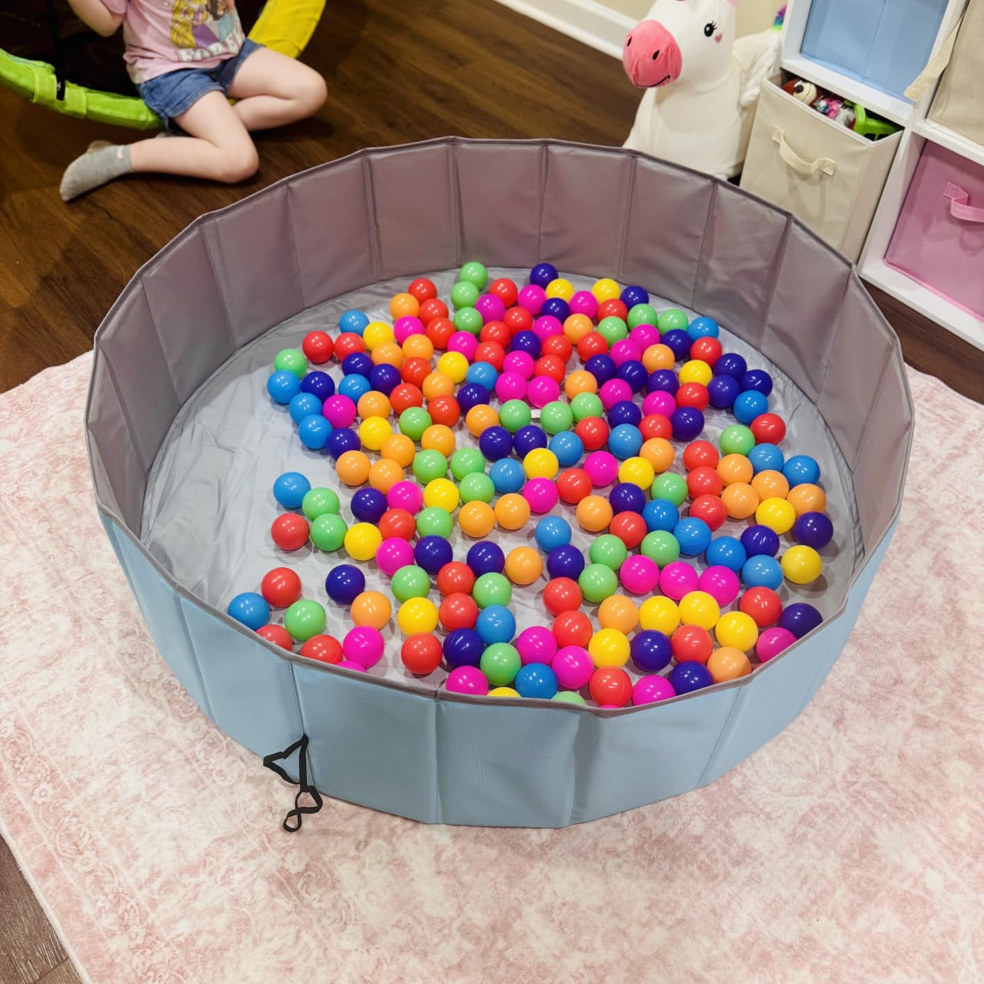 Hikiddy Large Foldable Ball Pit for Toddler Dog- 44in -Balls Not Include | Blue Baby Ball Pool with Playmat, Hold Over 1000 Balls, Play Pit for Kids Dogs Indoor and Outdoor Games, Party Toys Gifts customer photo 2