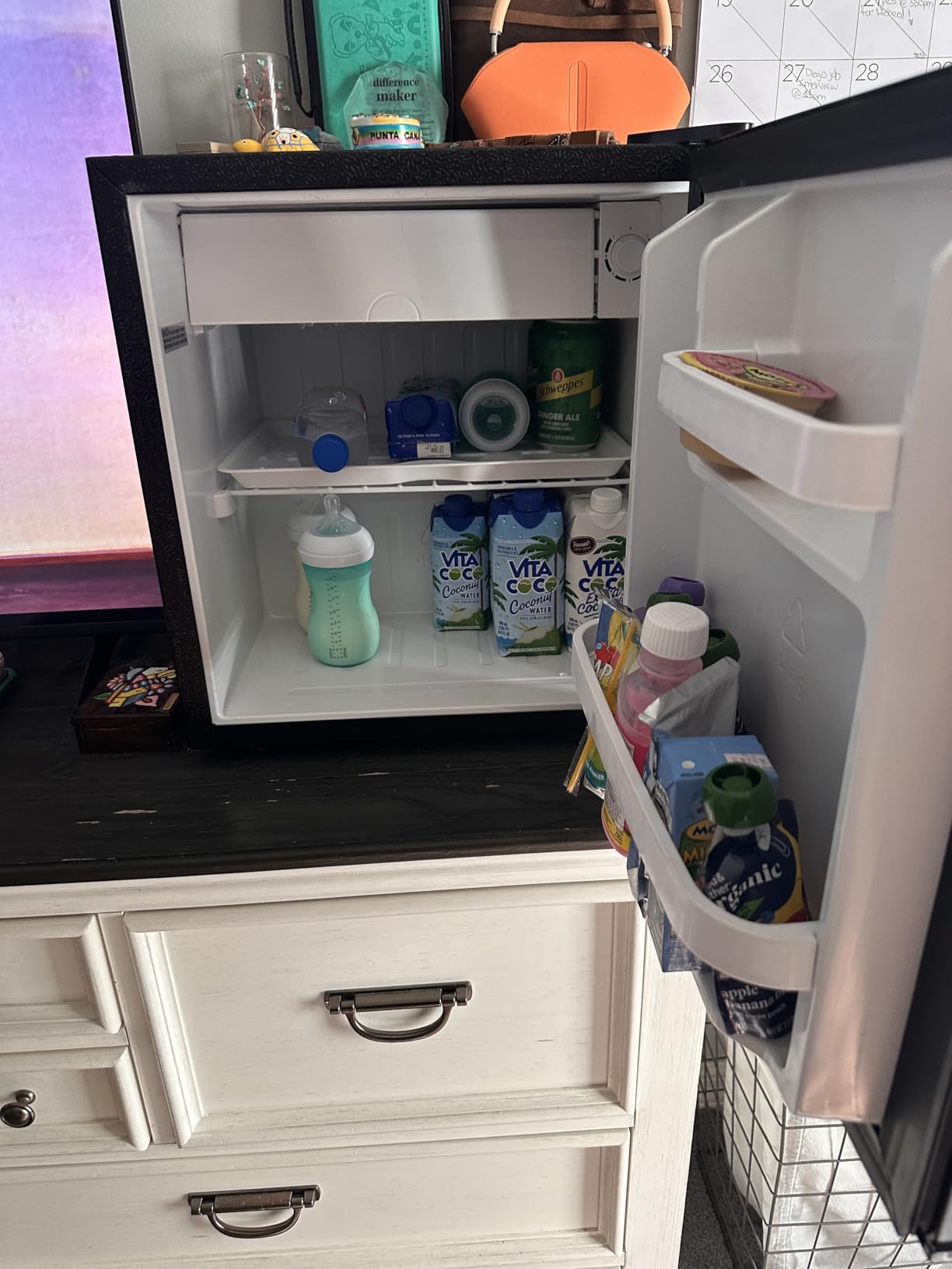 EUHOMY 1.7 Cu.Ft Mini Fridge, Reversible Door Compact Refrigerator, Black | LED Light, 32°F to 50°F, Compressor Cooling, 38 dB, Adjustable Shelves, Reversible Door, Bedroom Use, Dorm Use customer photo 2
