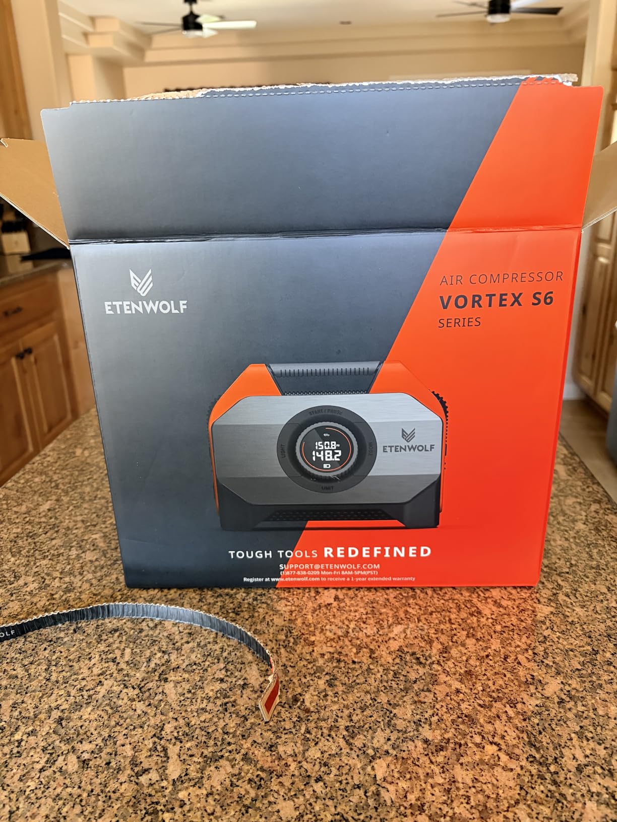 ETENWOLF VORTEX S6 Tire Inflator Portable Air Compressor, Cordless Air Pump | with 19200mAh for Heavy-duty Vehicle, Car & Inflatables-100% Duty Cycle & Dual Cylinder-Bike Pump-LED Backlight, Vivid Orange customer photo 2