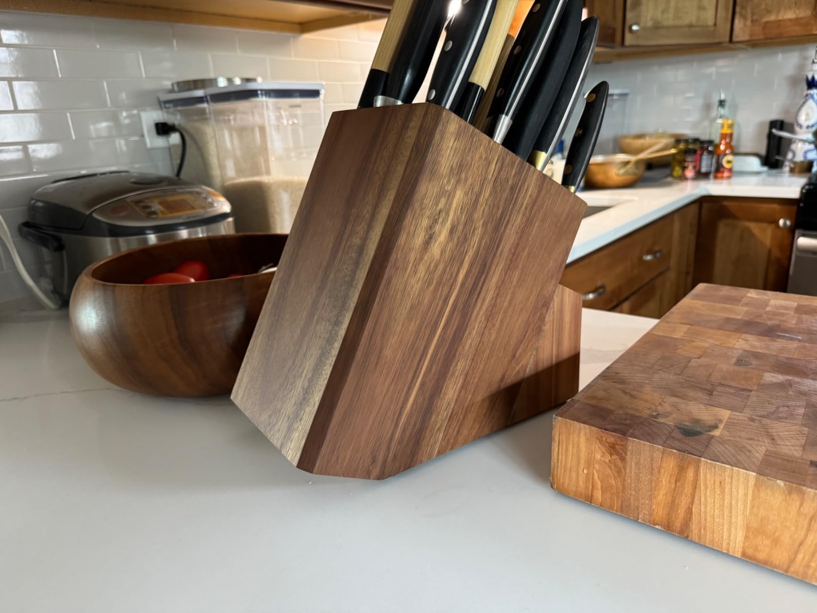 ENOKING Knife Block without Knives, Large Knife Holder- 25 Slots Acacia Wood Universal Knife Block, Butcher Block Countertop for Knife Storage Organizer customer photo 1