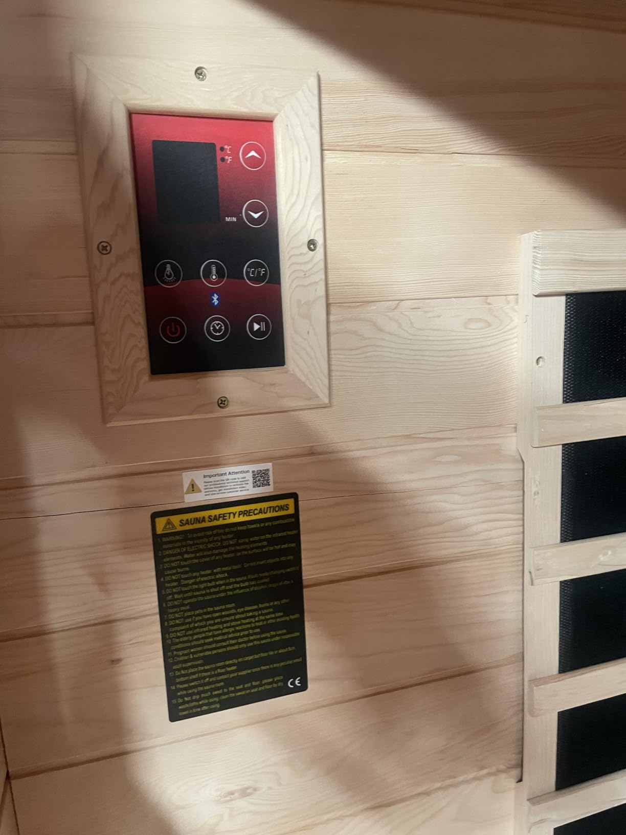 springspa 1 Person Infrared Sauna with Low EMF Red Light Therapy, Bluetooth | 9 Chromotherapy, LCD Control Panel, Canadian Hemlock Wood, 1400W, Traditional Personal Indoor Dry Heat Saunas for Home & Gym customer photo 1