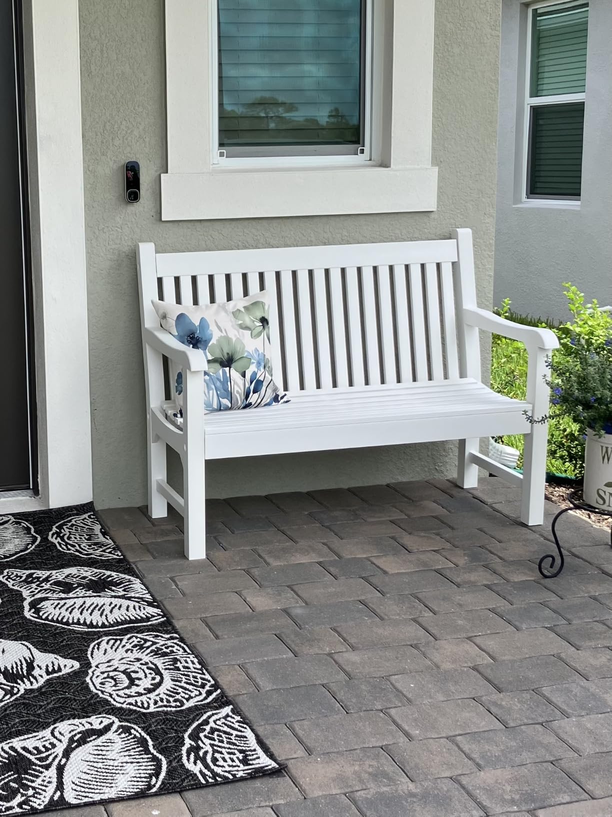 Psilvam Garden Bench, 2-Person Poly Lumber Patio Bench, All-Weather Outdoor Bench that Never Rot, Memorial Bench, Suit for Garden, Porch and Park (Green) customer photo 2