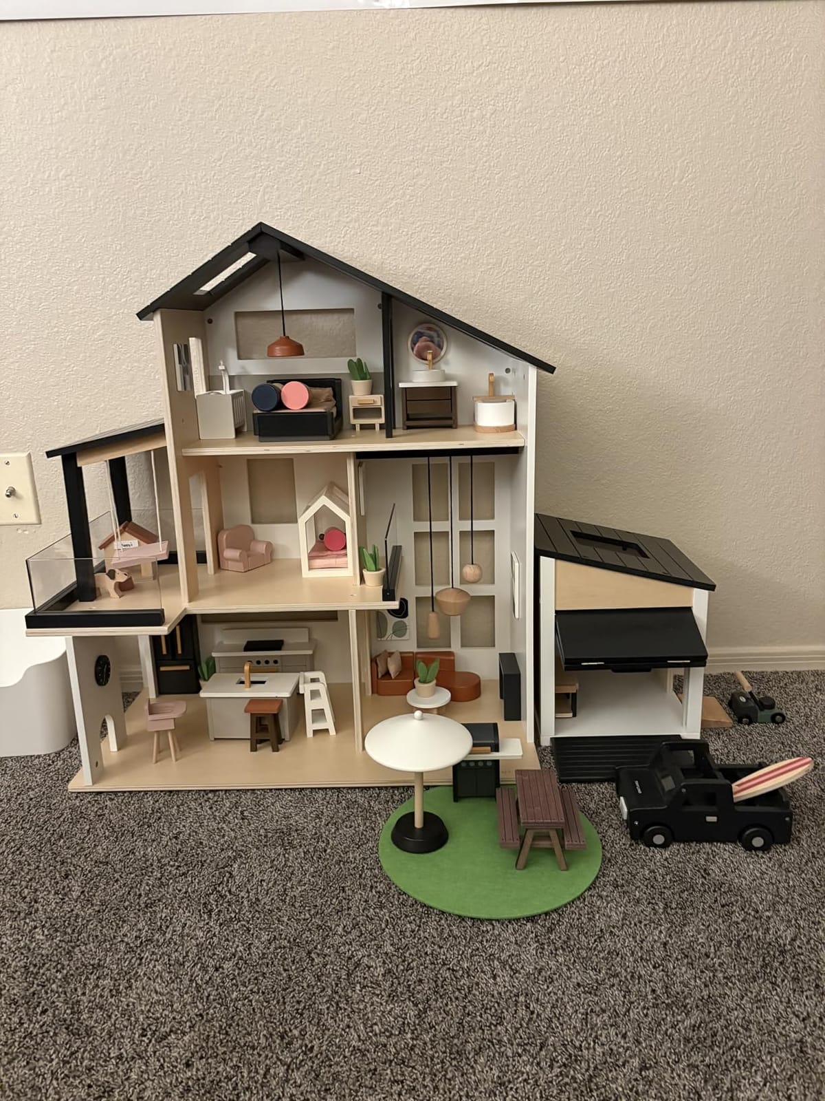 Tiny Land Wooden Doll House, Modern Family Dollhouse with Realistic Design | 7 Rooms Dollhouse with 53 PCS Accessories, Montessori Pretend Play Toddler Toy, Ideal Gift for Kids Ages 3+ customer photo 2