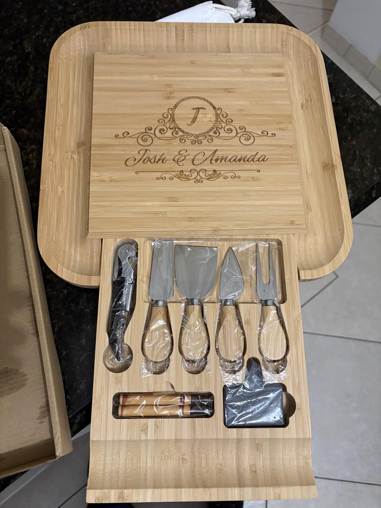 Charcuterie Boards Set, Bamboo Cheese Tray with Serving Accessories | Meat Cheese Platter, Movie Nights, Family Gatherings, BBQ Picnic Essentials, Dinner Party Hosting Appetizer, Wine Nights customer photo 1