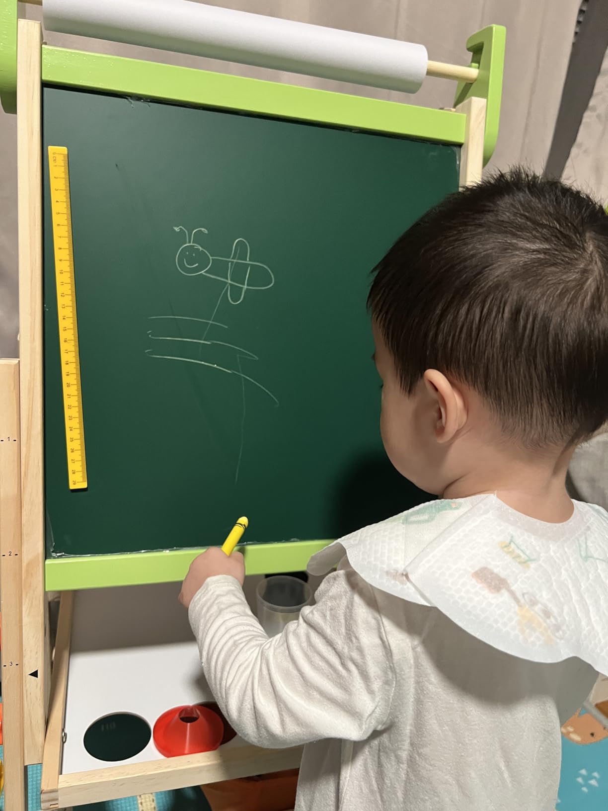 Kids Easel Including 100+ Accessories, Rundad Double Sided Wooden Easel for Kids Age 3-8 with Magnetic Chalkboard & Painting Board, Free Height Adjustable Art Easel Supplies for Toddlers customer photo 1