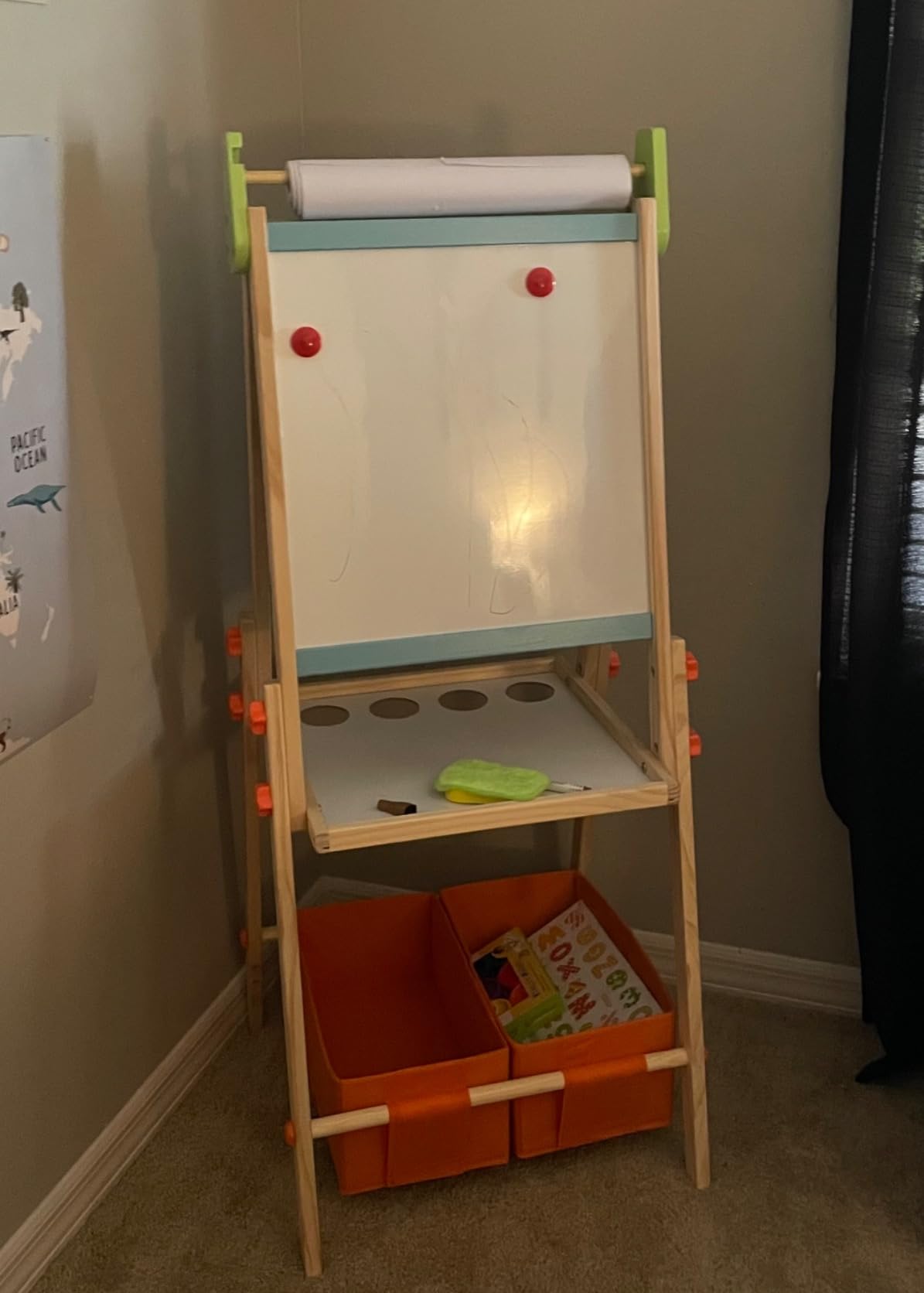Kids Easel Including 100+ Accessories, Rundad Double Sided Wooden Easel for Kids Age 3-8 with Magnetic Chalkboard & Painting Board, Free Height Adjustable Art Easel Supplies for Toddlers customer photo 2