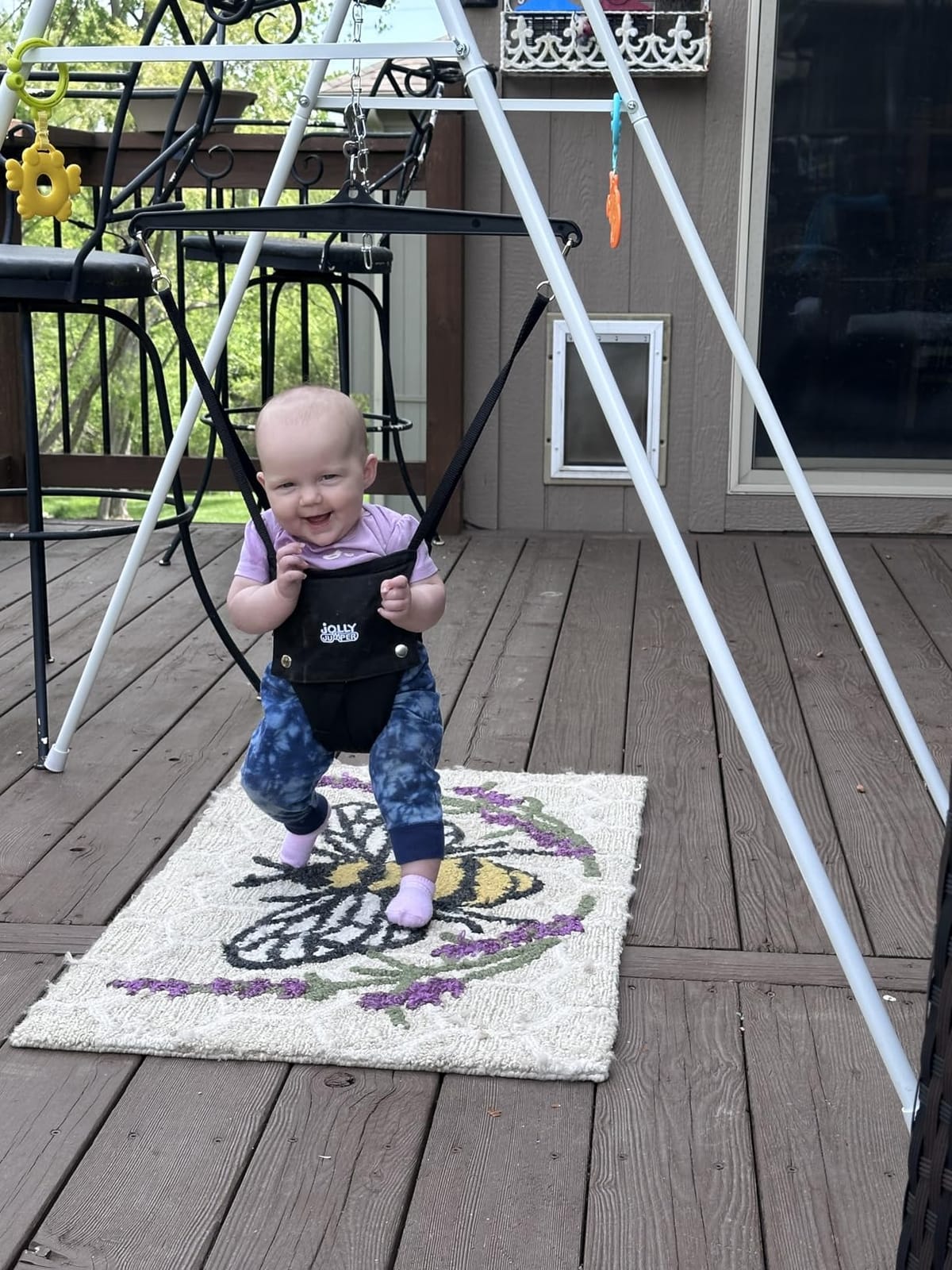 Jolly Jumper Classic with Stand - Black | ORIGINAL Baby Jumper, Indoor and Outdoor Exercise Saddle Seat, Adjustable Height, for Infants up to 28lbs customer photo 2