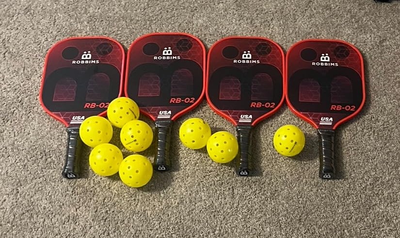 Pickleball Set with Net | 4 USA Pickleball Approved Carbon Fiber Paddles, Portable Regulation Size Net System, 8 Outdoor Balls, Court Marker Kit, Duffle Bag & Carry Bag - ROBBIMS customer photo 2