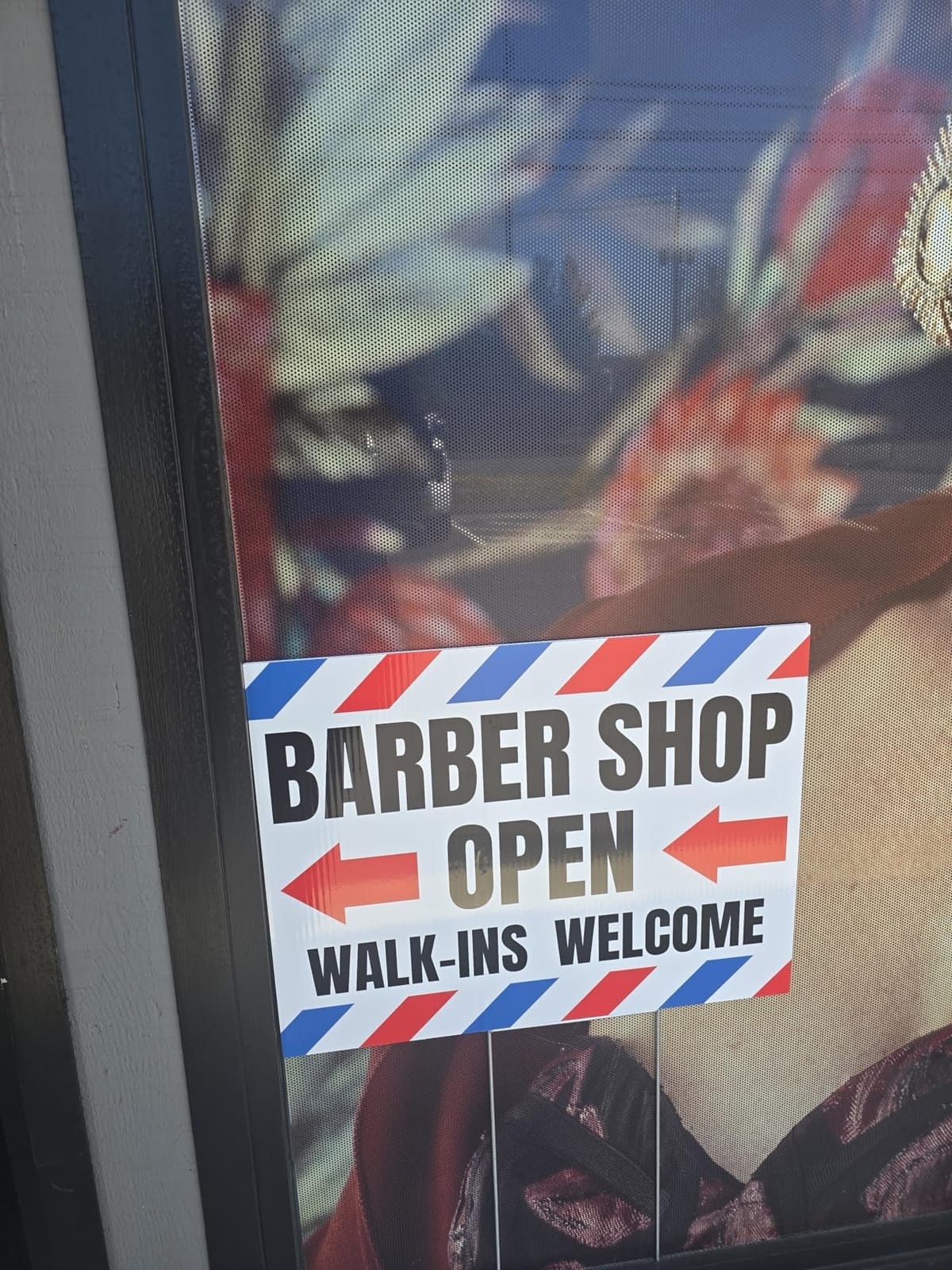 2PC Barber Shop Sign with Stakes, 17 Inches by 13 Inches - Double Sided Signs - Corrugated Plastic - Barbershop Signs for Business Outside customer photo 1