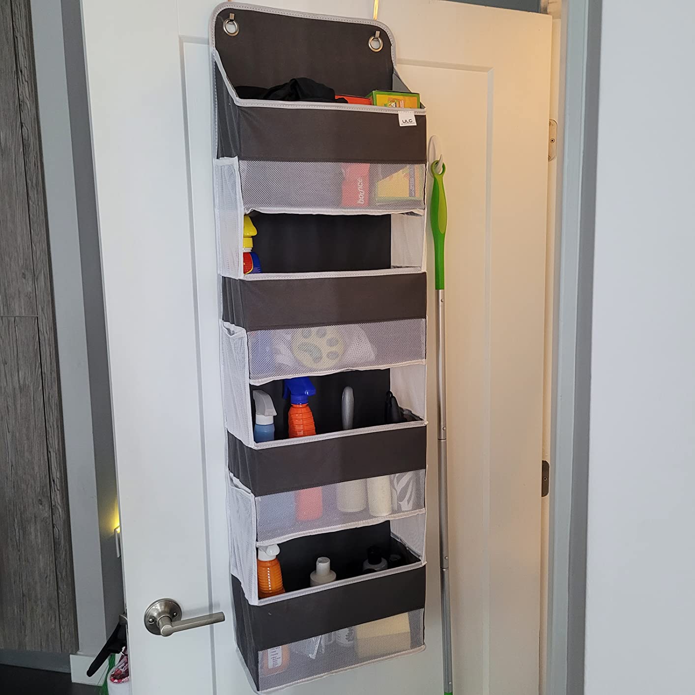 ULG Over The Door Organizer with 6 Large Pockets 12 Side Pockets, 50lbs Weight Capacity Door Hanging Organizer for Bedroom, Bathroom, Pantry, Nursery Storage, Beige customer photo 1