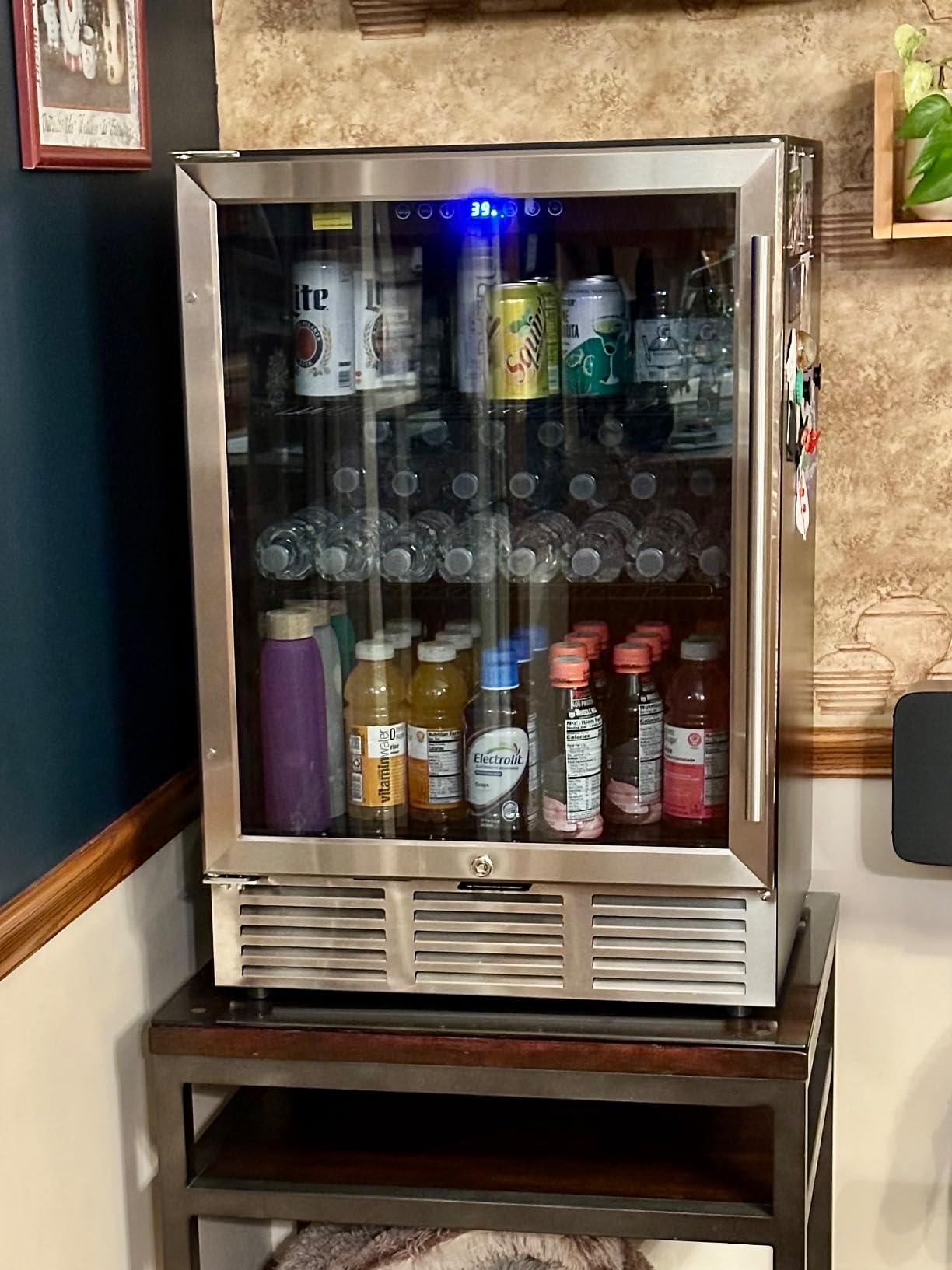 EUHOMY 24 Inch Beverage Refrigerator, 180 Can Under Counter Refrigerator | 37°F-65°F, Compressor Cooling, Built-in or Freestanding, Removable Shelves, Bar Office Kitchen Use, LED Light, Glass Door customer photo 2
