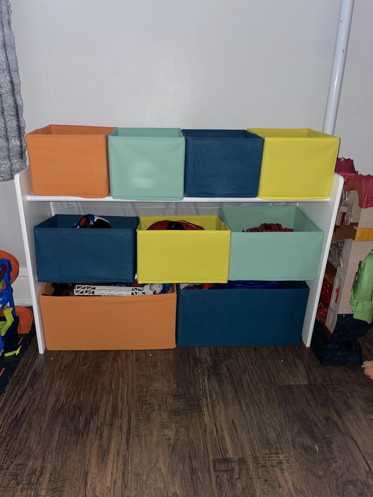Delta Children Deluxe Multi-Bin Toy Organizer with Storage Bins - Greenguard Gold Certified, White with Blue/Orange/Pastel Bins customer photo 2
