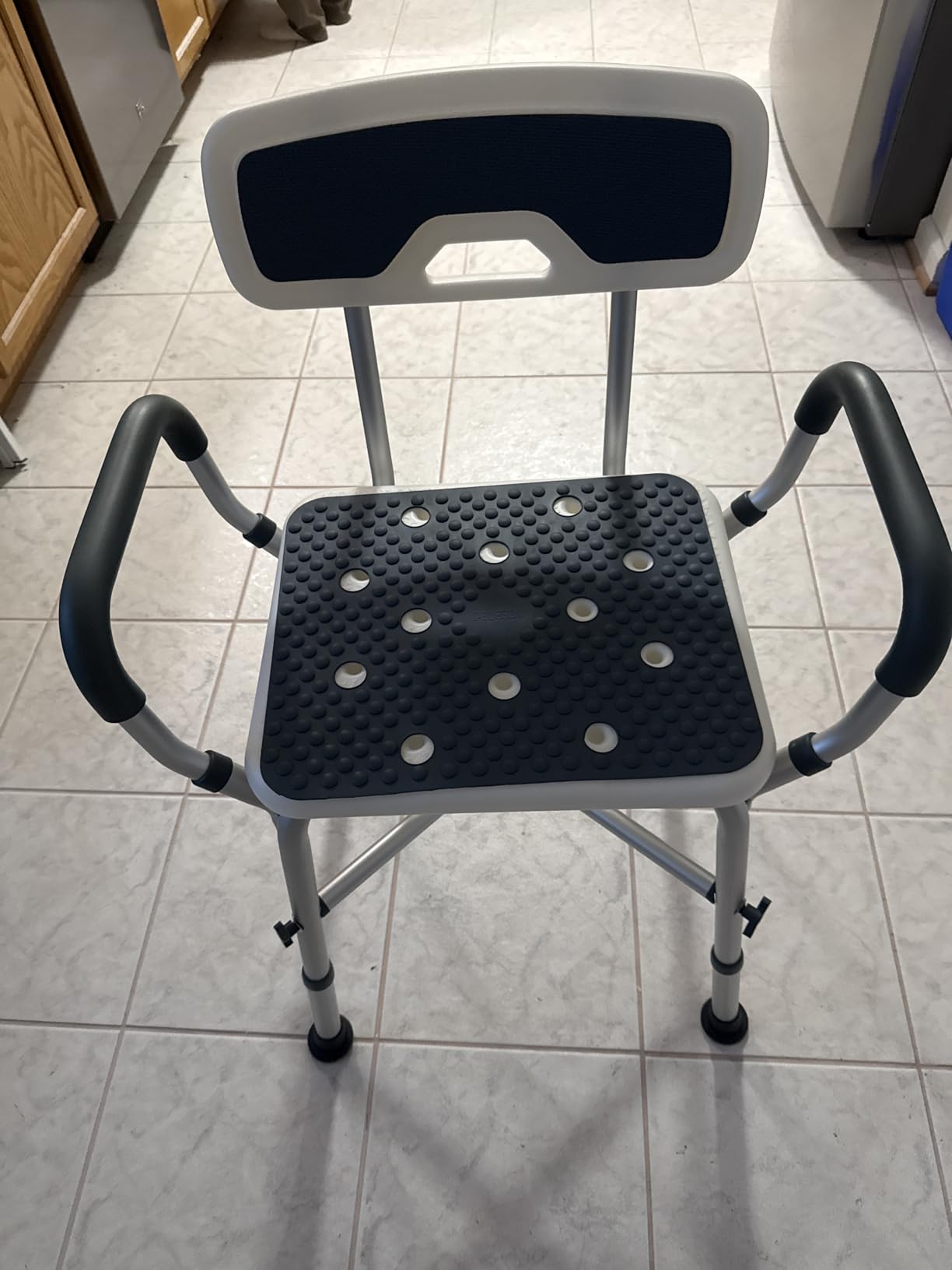 PELEGON Shower Chair for Elderly and Disabled (450lb) with Padded Armrests and Back, Adjustable Height Shower Seat, Heavy Duty Shower Chairs for Inside Shower, Handicap - Blue customer photo 2