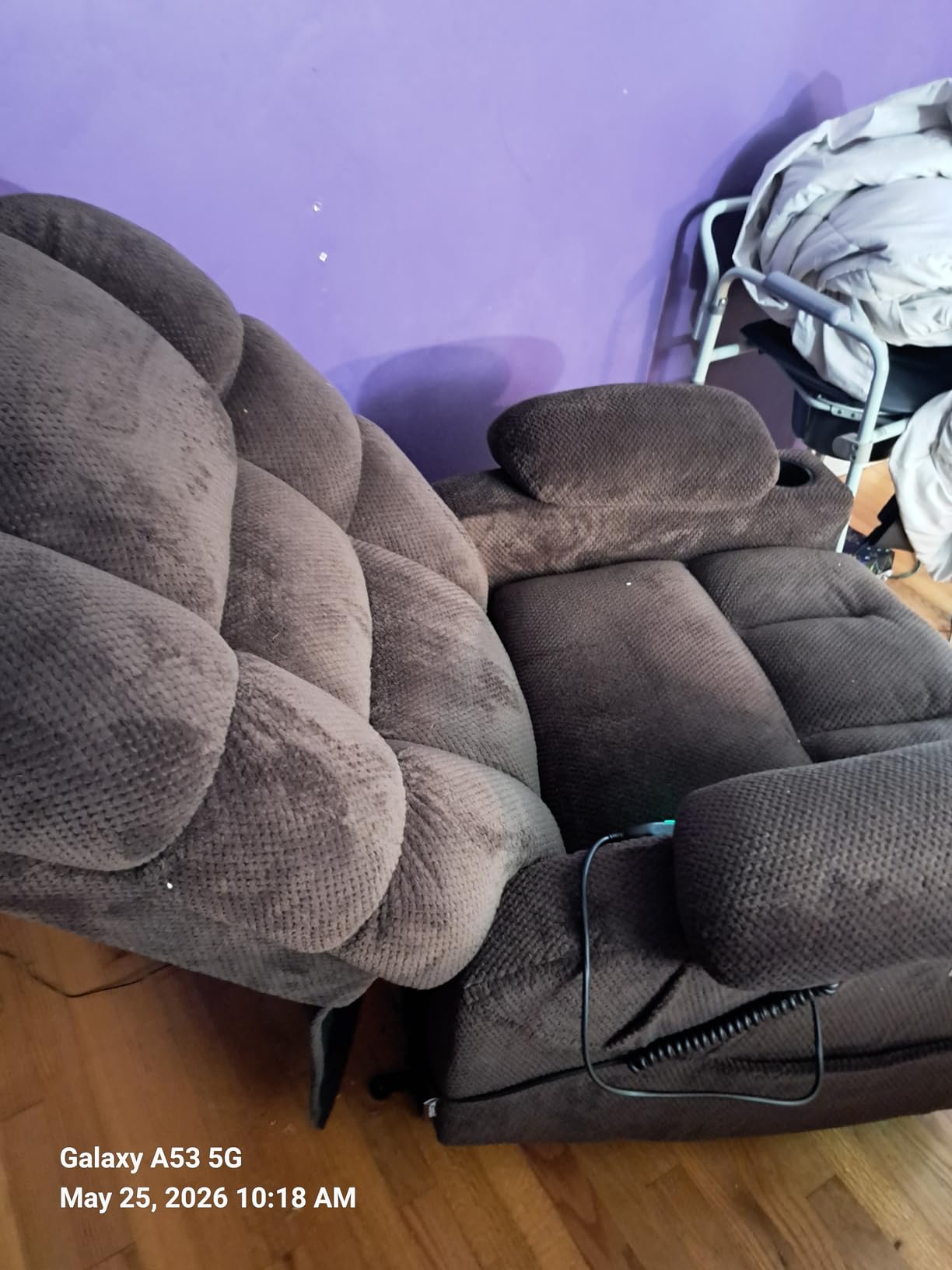 MCombo 3 Motor Large Power Lift Recliner for Elderly, Massage & Heat, 7634 | Lay Flat, Infinite Position, Power Headrest, Tall Elderly, 4.7 Footrest, USB ports, Cup Holders, Pockets, Fabric (Coffee) customer photo 2