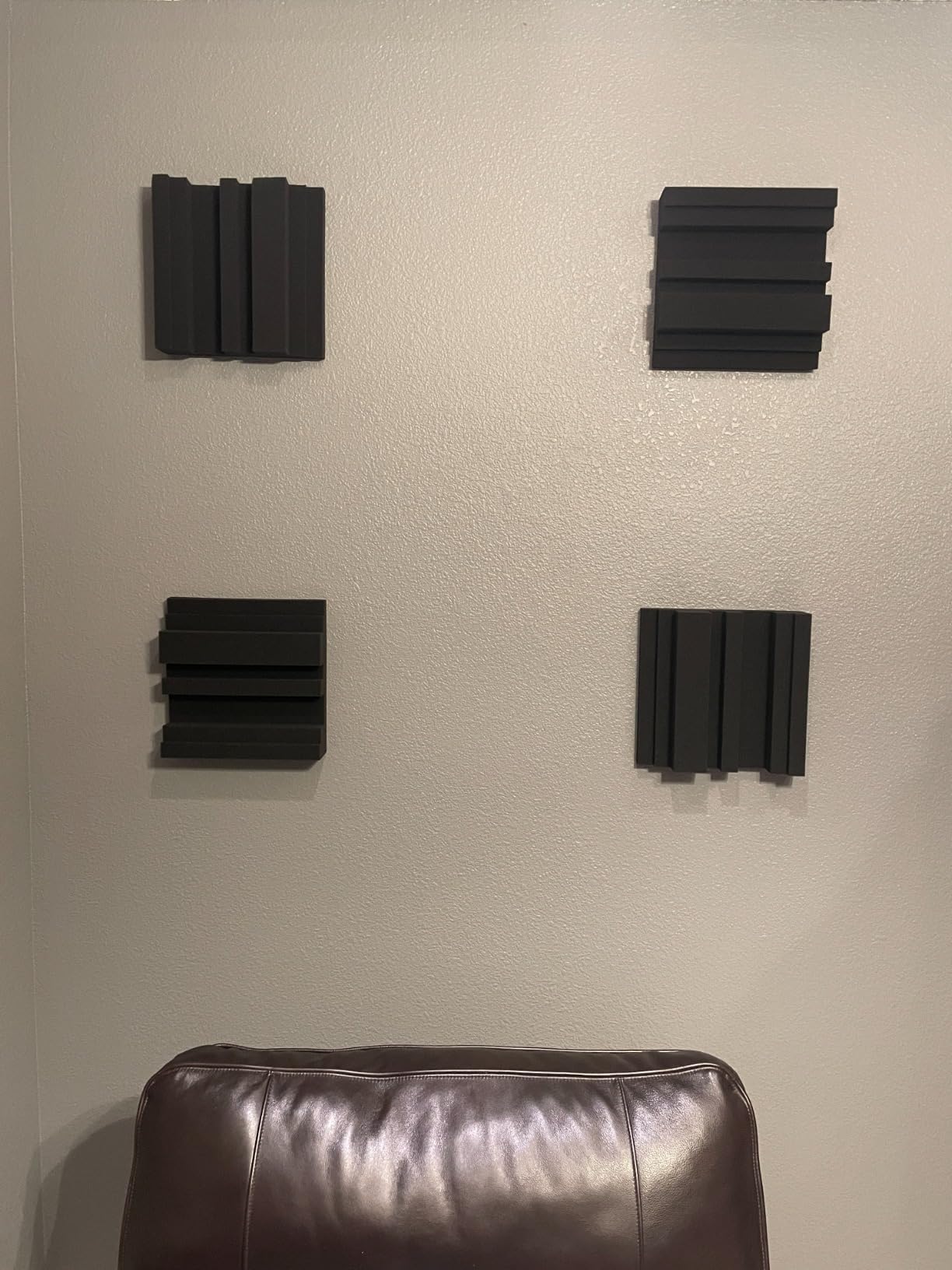 TroyStudio Thickened 12 X 12 X 3 Inch Acoustic Foam Panels in Diffusion Pattern, 12 Pcs High Density Sound Absorbing Foam Diffuser, Soundproof 3D Wall Padding Tiles for Recording Studio Home Office customer photo 2