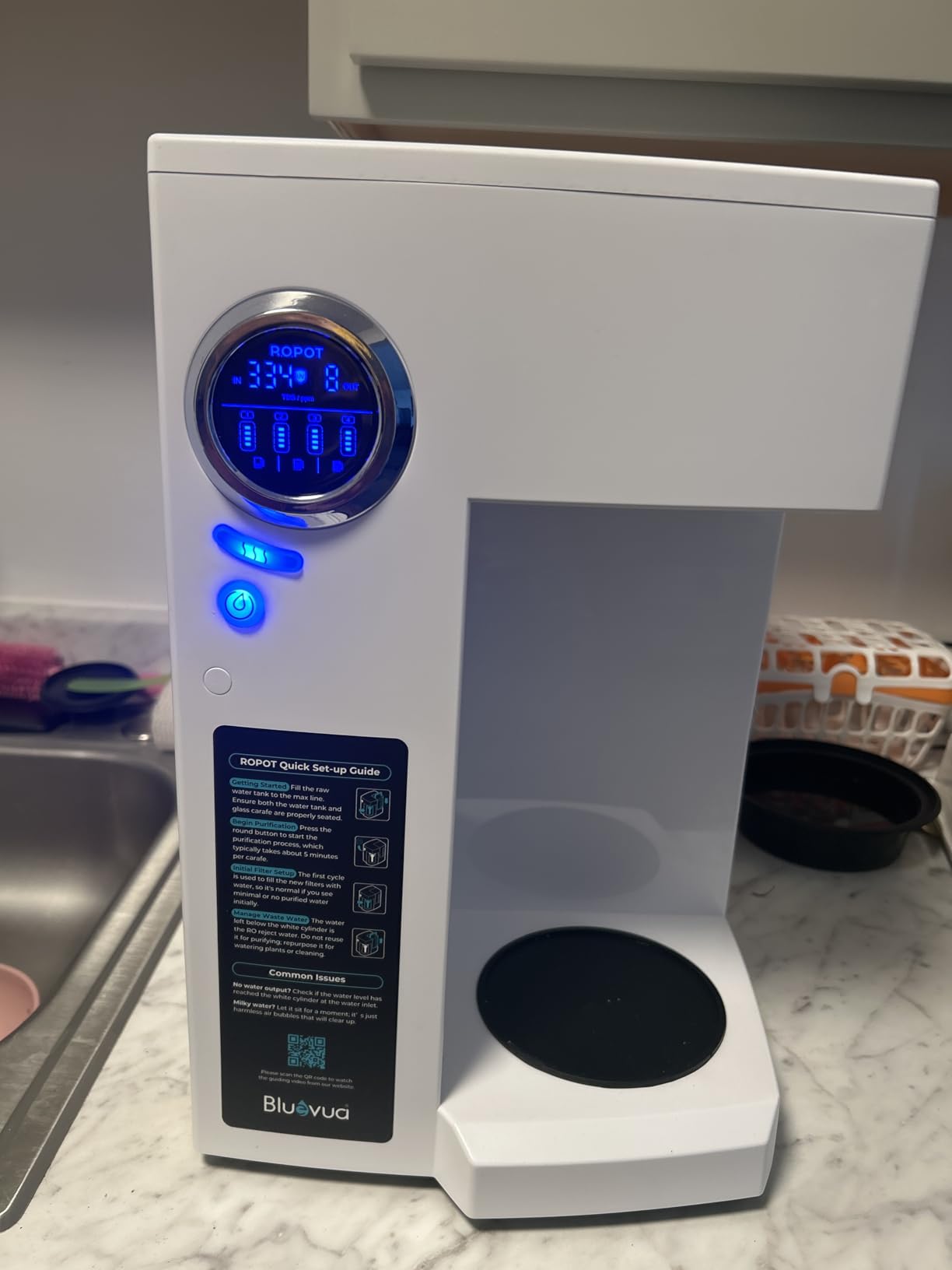 Bluevua RO100ROPOT Countertop Reverse Osmosis Water Filter System | Portable RO Filtration with Remineralization, No Installation, WQA & NSF Certified - ROPOT-UV, 6-Stage RO customer photo 2