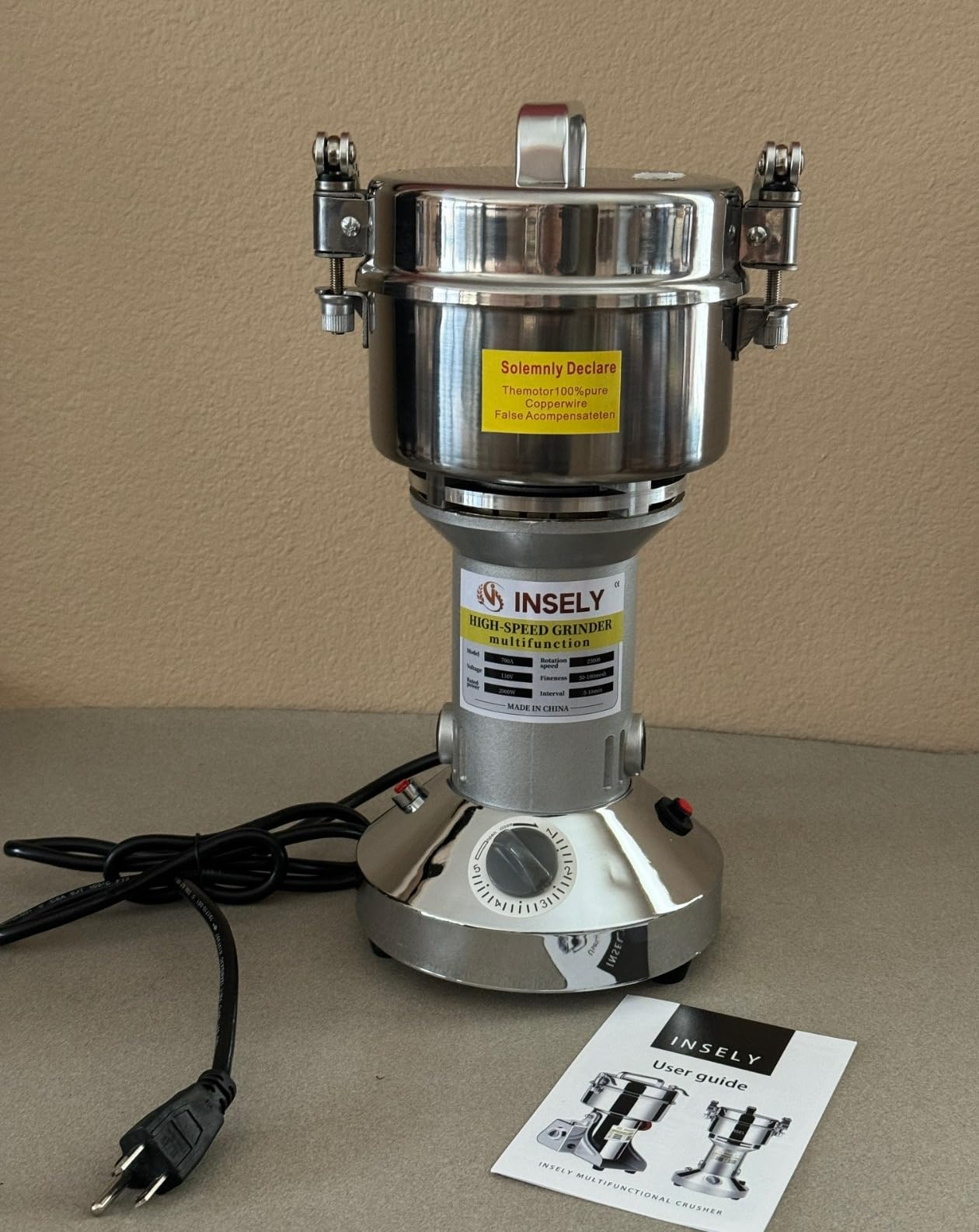 Grain Mill Grinder 2000g High Speed Food Grain Mill Stainless Steel Seeds Flour Nut Wheat Corn Spices & Seasonings Dry Grinder Electric Machine Grinder for Kitchen customer photo 1