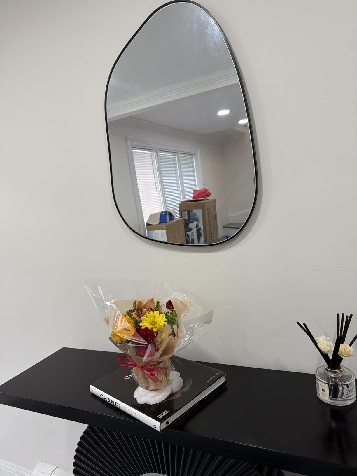 PERFNIQUE Irregular Wall Mirror Asymmetrical Mirror, 32''x24'' Gold Mirror for Bathroom Bedroom Living Room Entryway, Decorative Modern Boho Decor, Wall Mouted(Gold, 32''x24'') customer photo 1