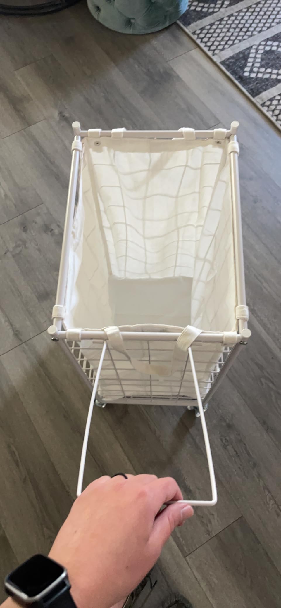 WOWLIVE Rolling Laundry Basket, Metal Wire Frame Laundry Hamper with Wheels | Hamper with Removable Bag, 100L Dirty Clothes Hamper Organizer Dorm Room Storage for Bedroom, Bathroom, Black customer photo 2