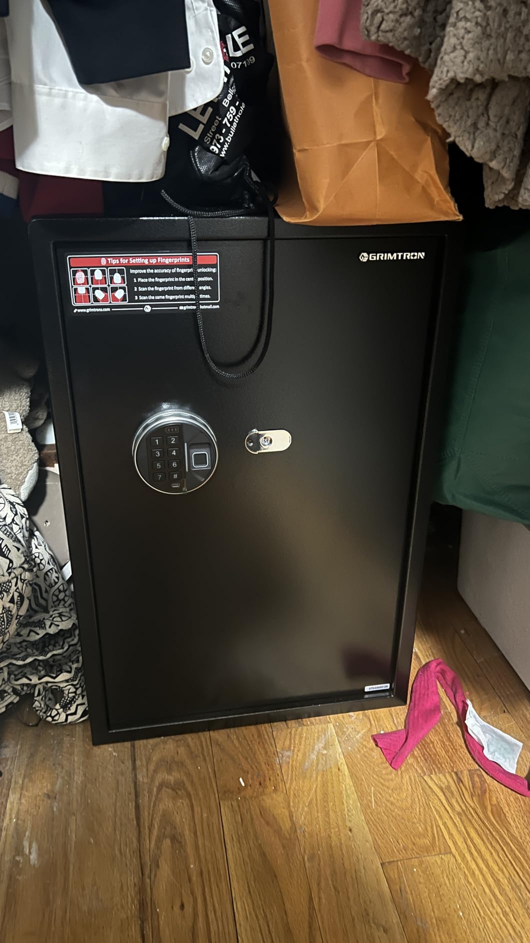 Grimtron 20LB Biometric Safe with Fingerprint Lock, 3-8 Digit PIN | 0.80 cu.ft. Safe with Silent Mode & LED & Backlit Keypad, 6.7M Combinations, Metal Knob, Removable Shelf & Easy Installation customer photo 2