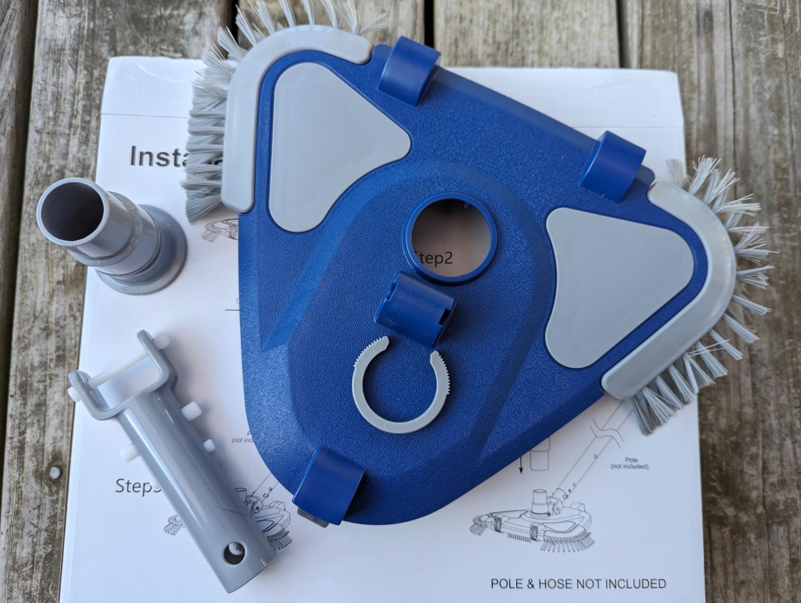 POOLAZA Weighted Pool Vacuum Head with Rotatable Hose Connector & Brushes | Fits 1-1/4