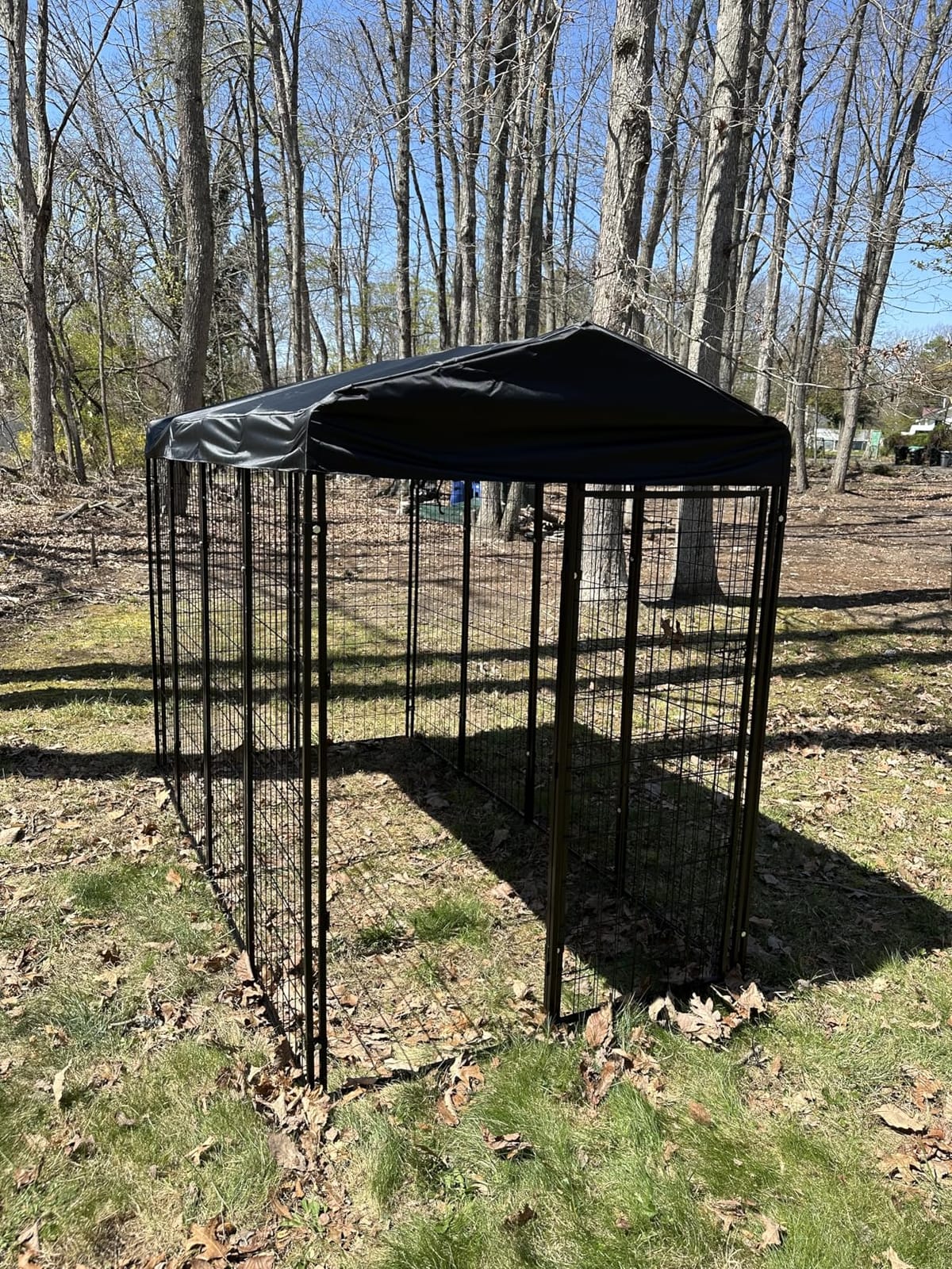 Dog Kennel Outside with Roof, 8'x6'x4' Outdoor Dog Kennel Heavy-duty Welded Steel, UV-resistant Waterproof Roof, Dual Locks, Dog Crate Playpen with Ground Stake for Large Dogs customer photo 2