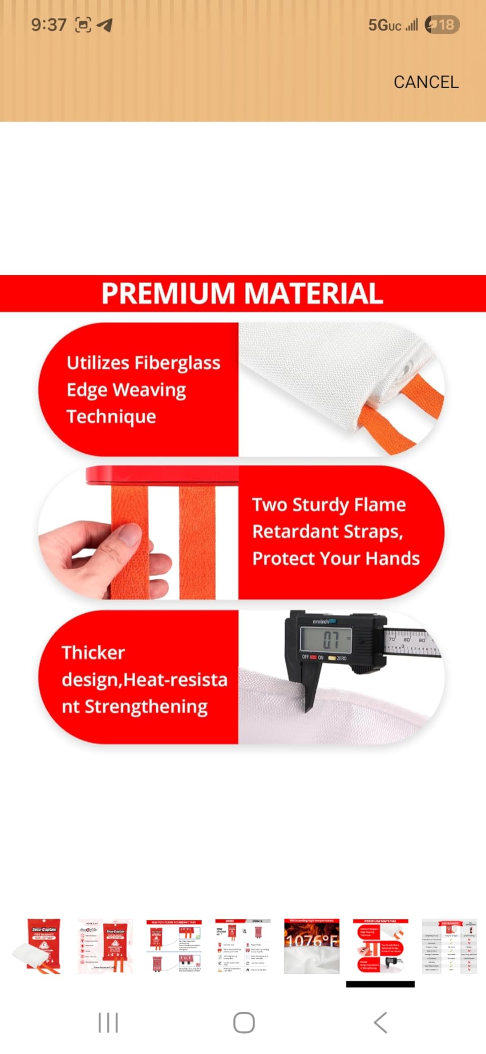 SecuCaptain Emergency Fire Blanket for Home - 60x60 X-Large 4 Pack Flame Retardant Blankets customer photo 1