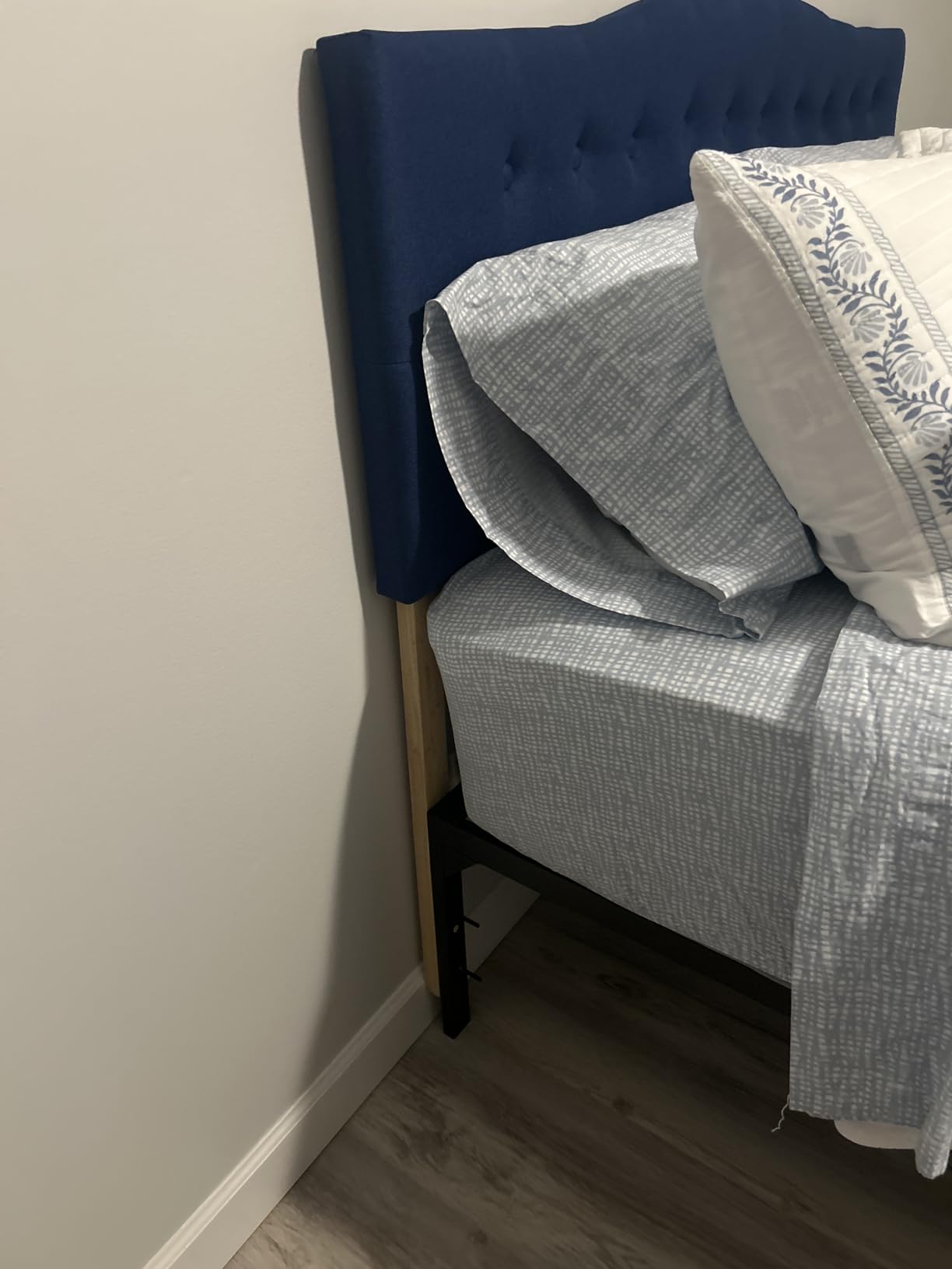 Tufted Headboard Queen Size, Solid Wood Adjustable Height Head Board, Beige customer photo 1