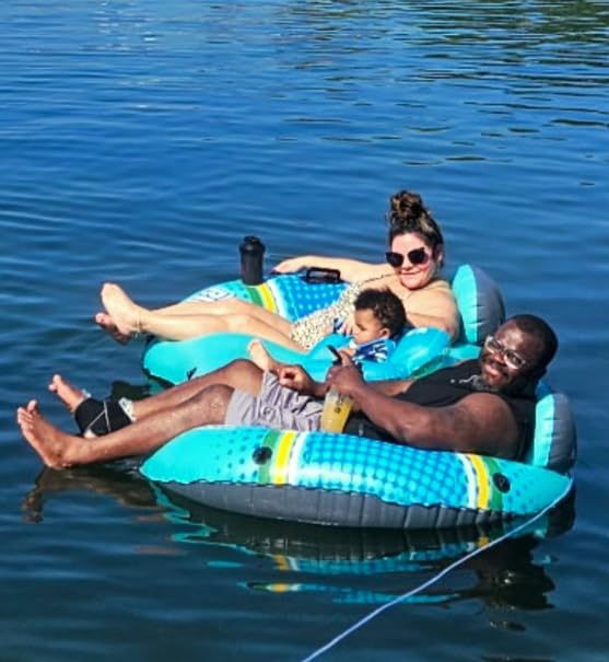 Jasonwell Inflatable River Tube Float - 2 Person Heavy Duty Pool Float with Removable Cooler, Lake Water Tubes for Floating, Raft Lounge Floatie with 2 Cup Holders for Adults customer photo 2