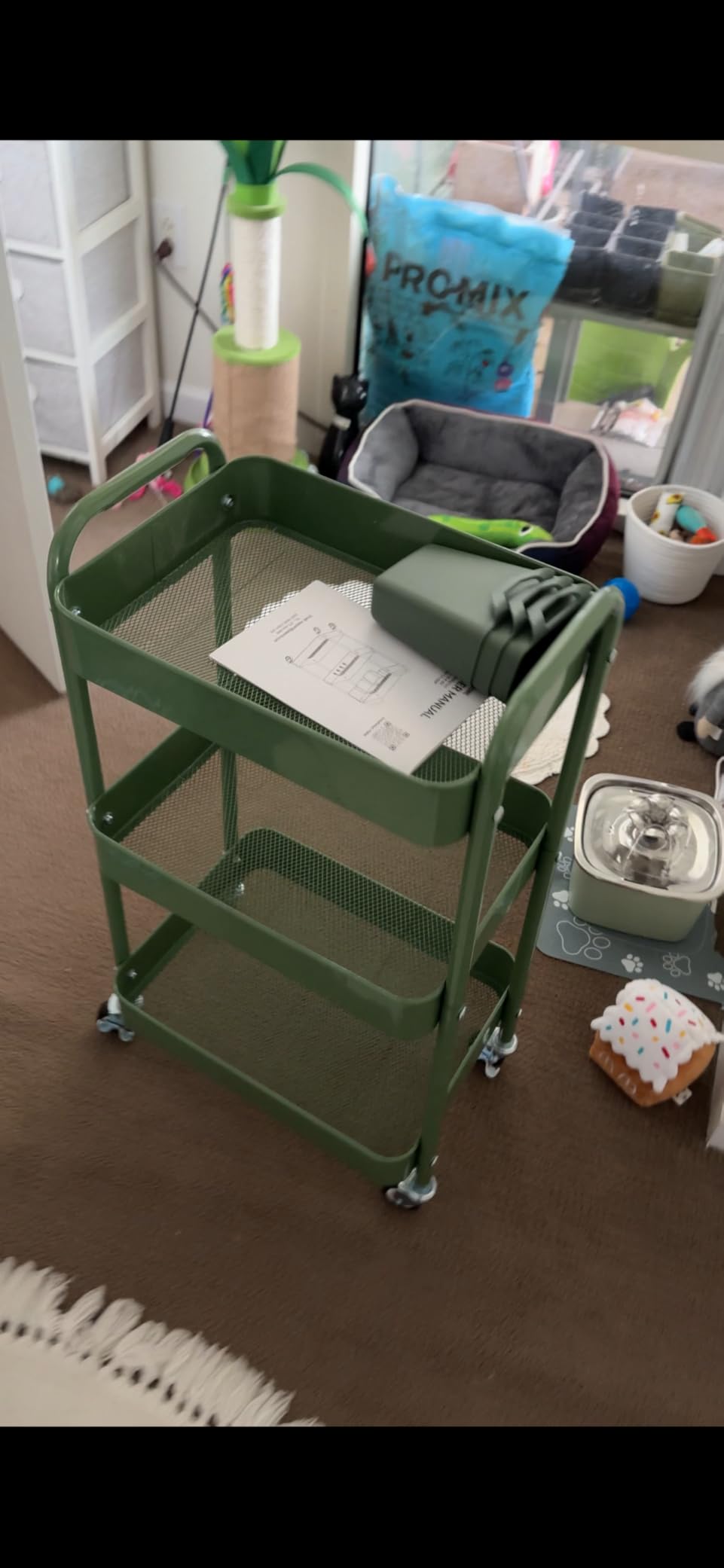 YASONIC 3 Tier Rolling Cart, Heavy Duty Metal Utility Cart with Wheel Black | Sturdy Rolling Storage Cart With Hooks & Hanging Cups, Great For Craft, Art Workspace, Kitchen, Snack And Office Storage customer photo 2