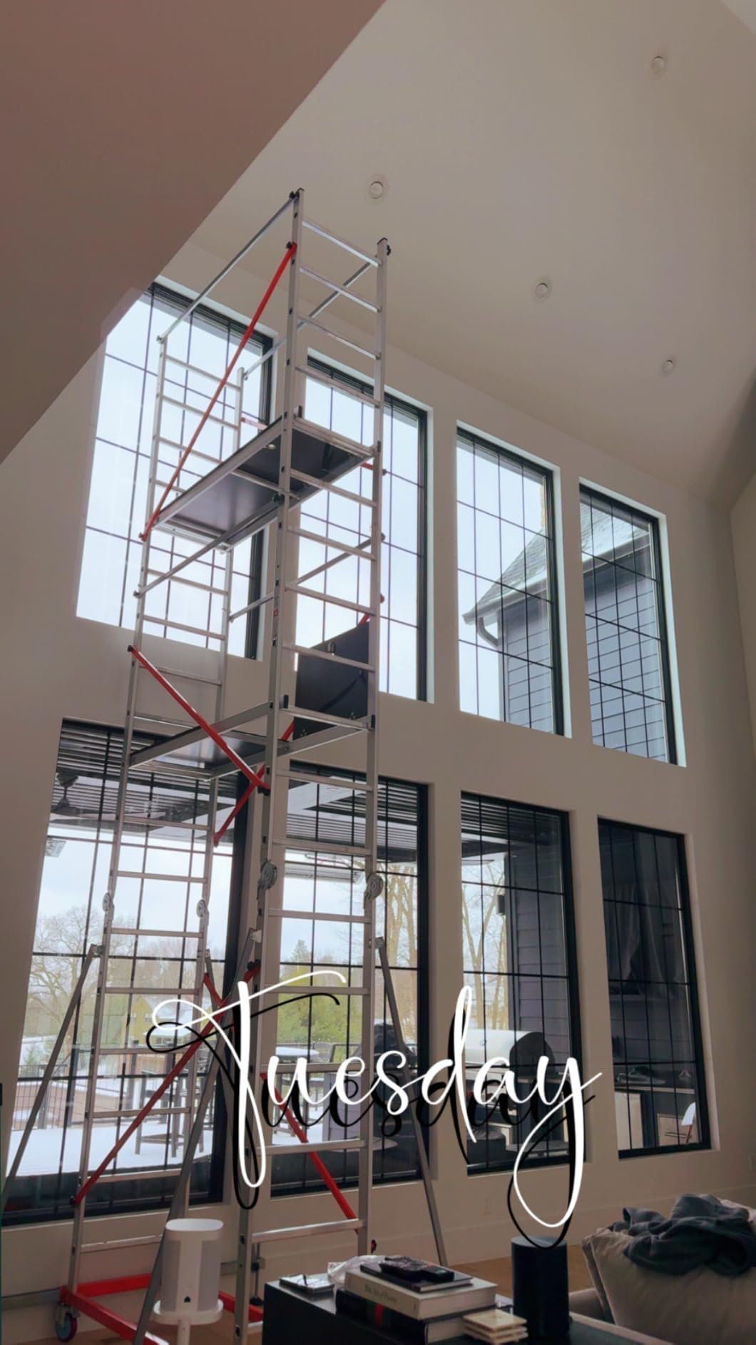 APARECIUM 10' Aluminum Scaffold Tower, Multipurpose Rolling Scaffolding Work Platform, Utility Scaffolding Tower, Adjustable Work Platform with Hatch Deck and Guard Rail, 500 Lbs Duty Rate customer photo 2