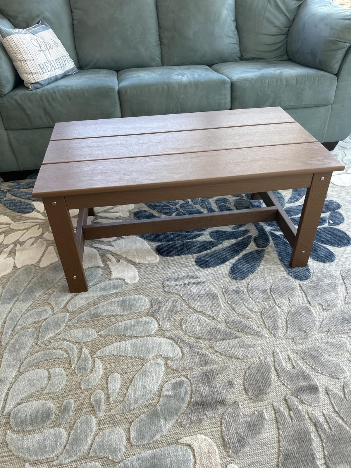 SERWALL HDPE Patio Coffee Table for Balcony, Deck, Black customer photo 1