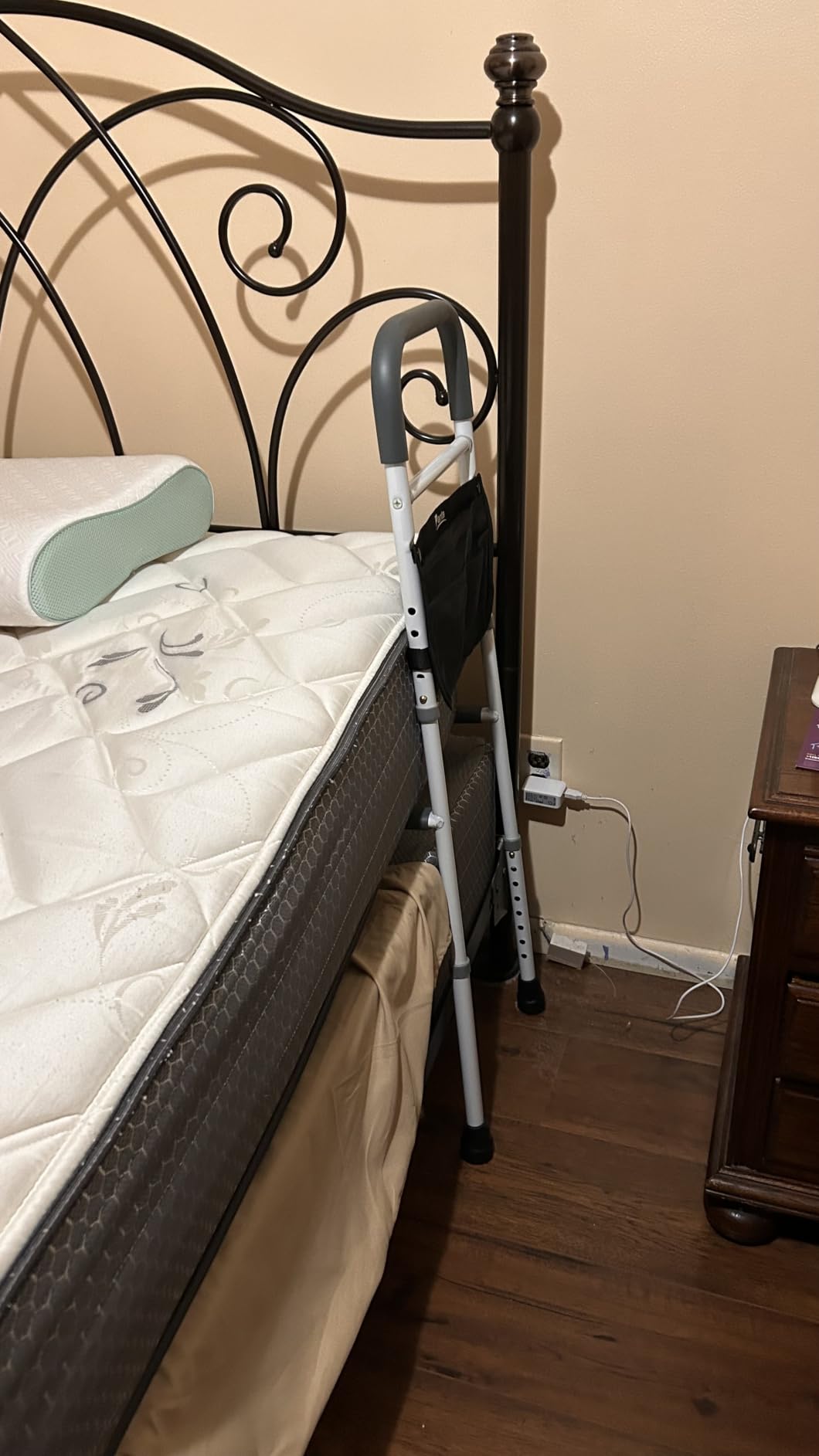 Panta Bed Rails for Elderly Adults Safety,Grey | ASTM F3186-17, foam-padded handle, support legs, fixing strap, storage bag, fits twin/full/queen/king customer photo 1